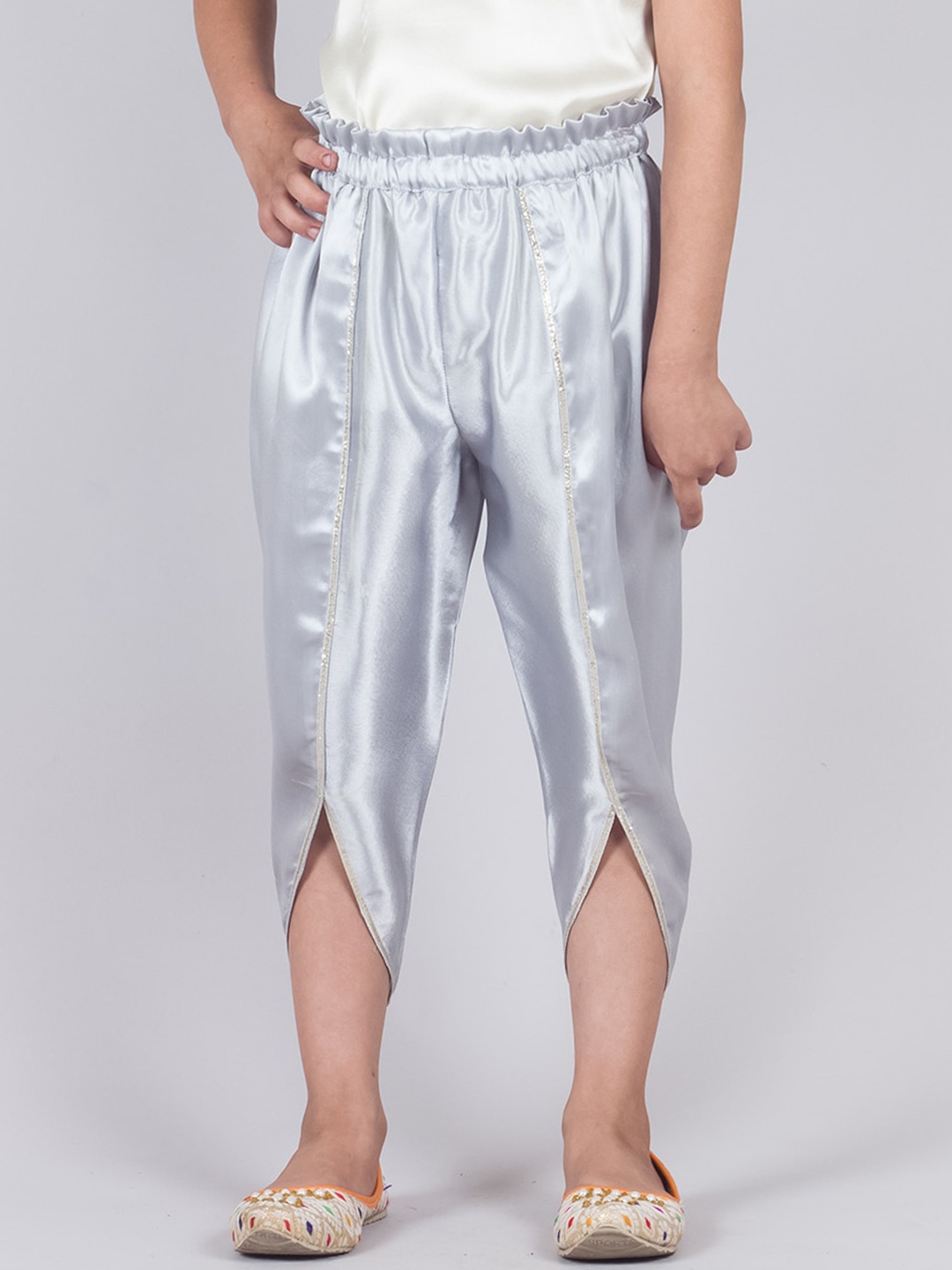 

Tangerine Closet Girls Satin Dhoti Pant, Silver