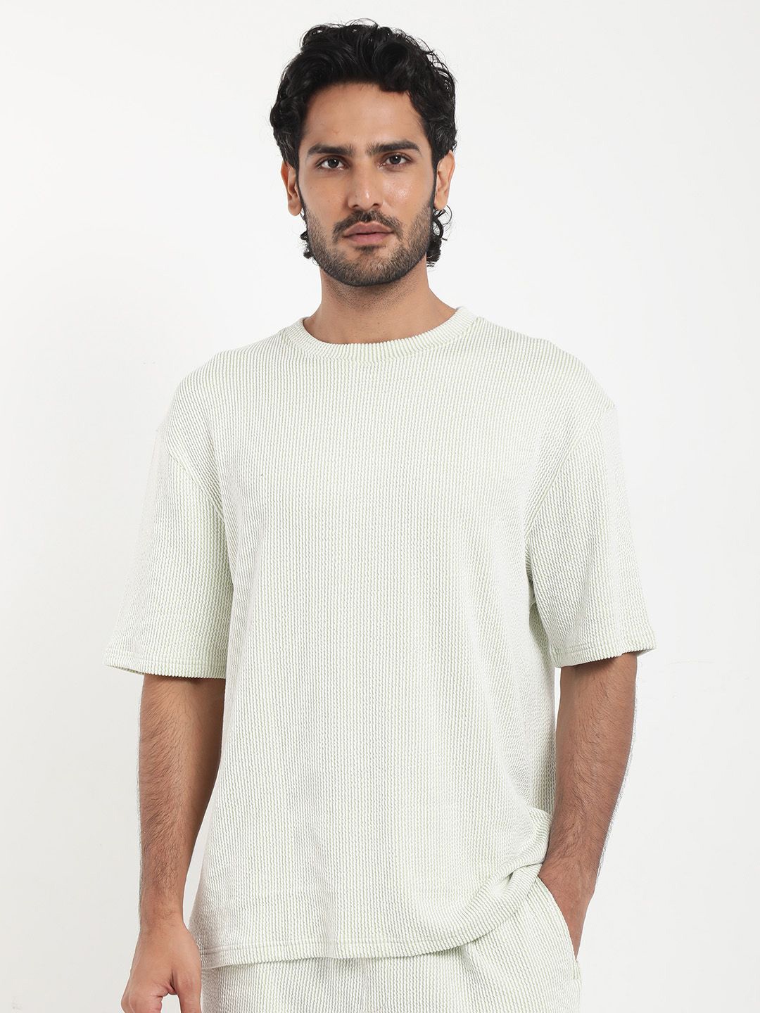 

RARE RABBIT Men Zavet-T Oversized Round Neck T-Shirt, White