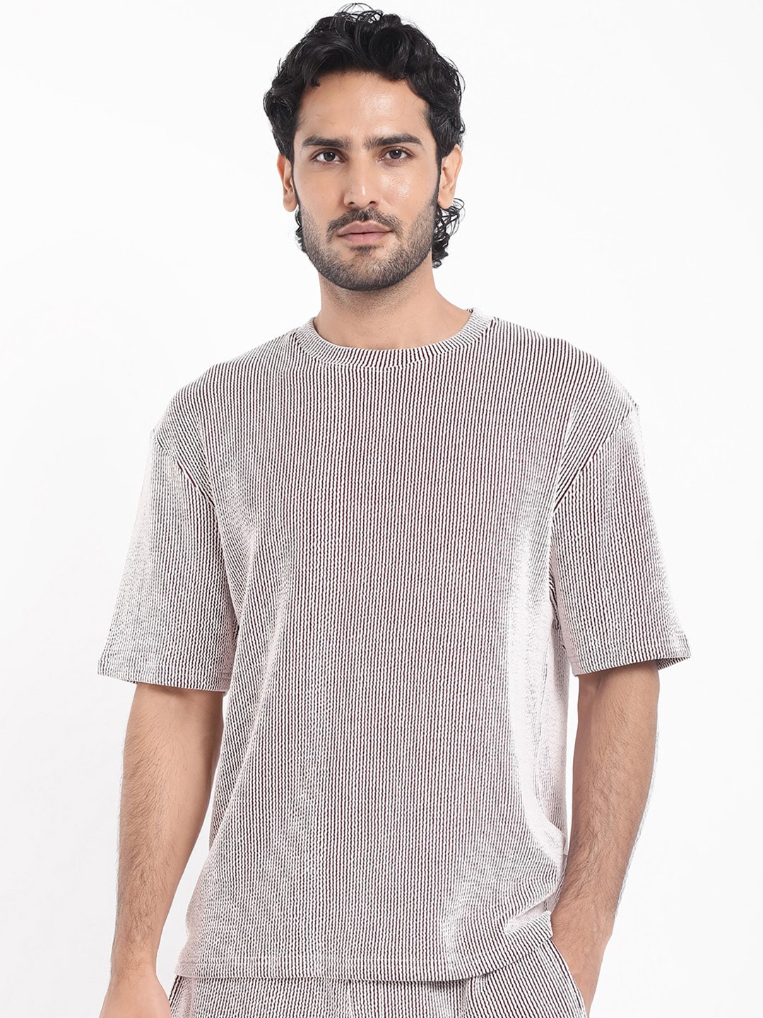 

RARE RABBIT Men Zavet-T Extended Sleeves Oversized T-Shirt, Maroon