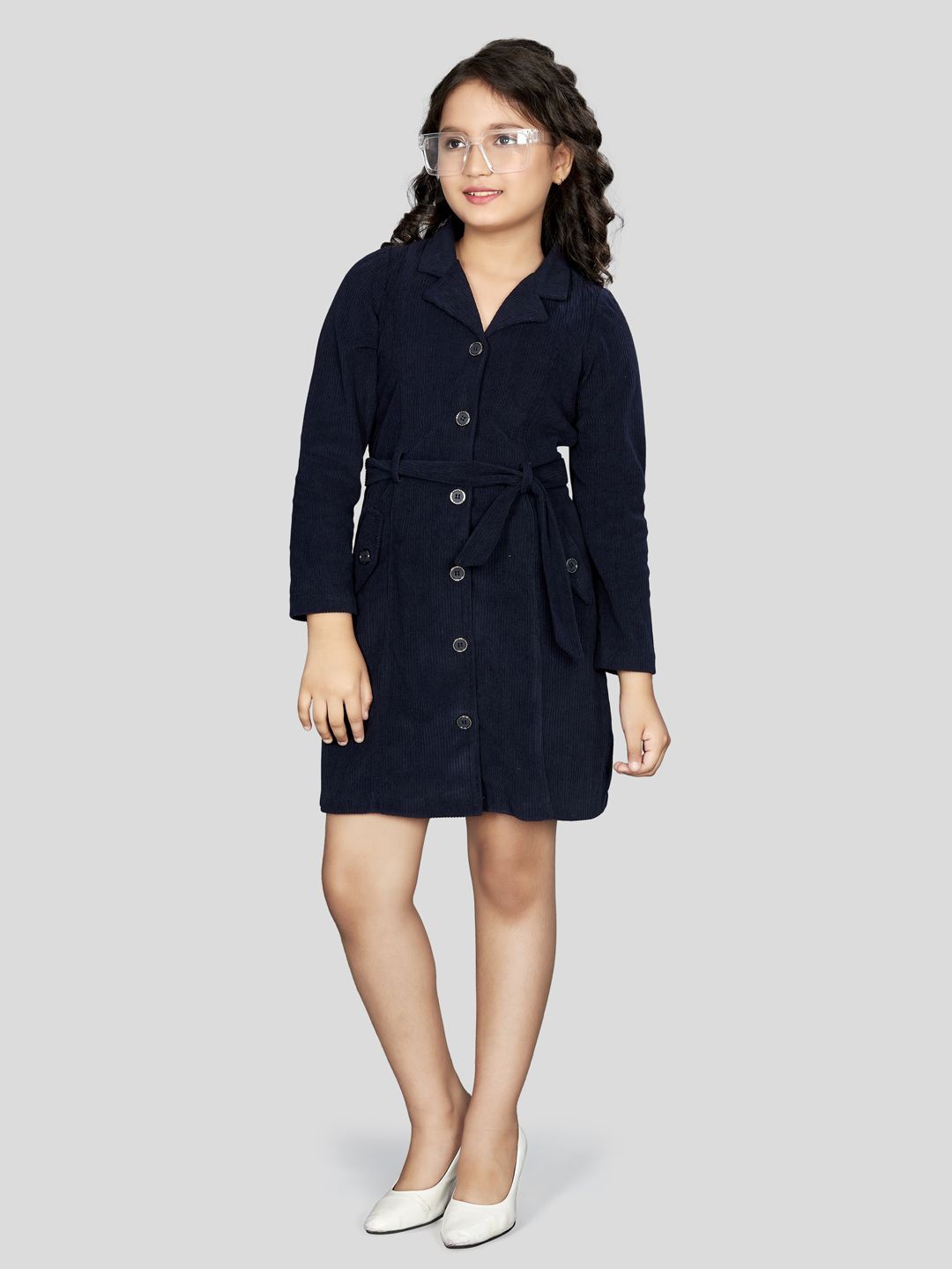 

Peppermint Girls Shirt Dress, Navy blue