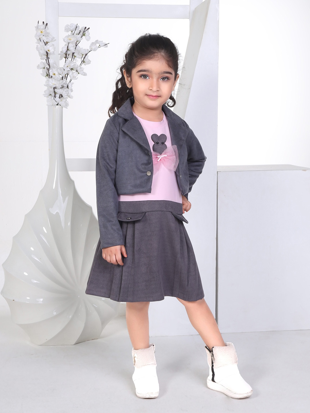 

Peppermint Girls Fit & Flare Midi Dress, Grey