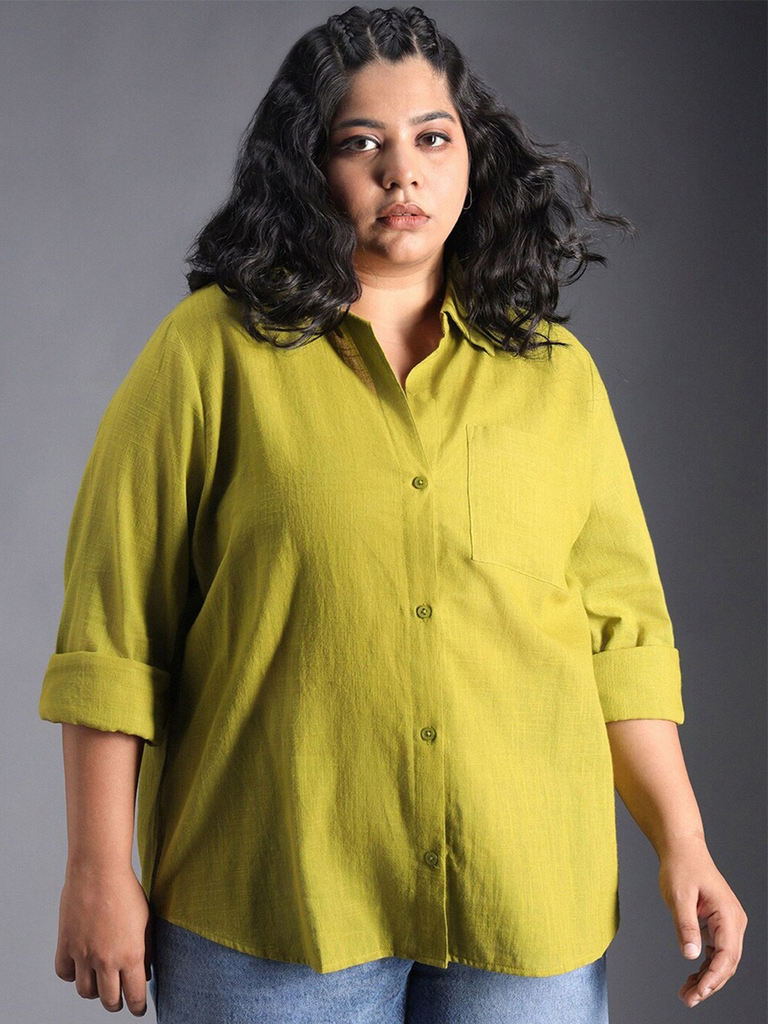 

Fab Star Women Classic Opaque Casual Shirt, Green