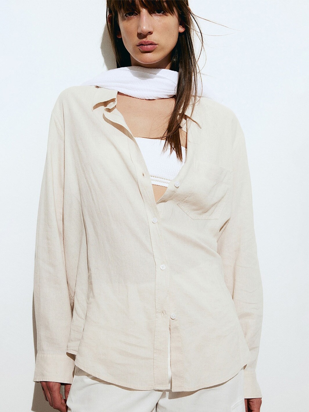 

Fab Star Women Classic Opaque Casual Shirt, White