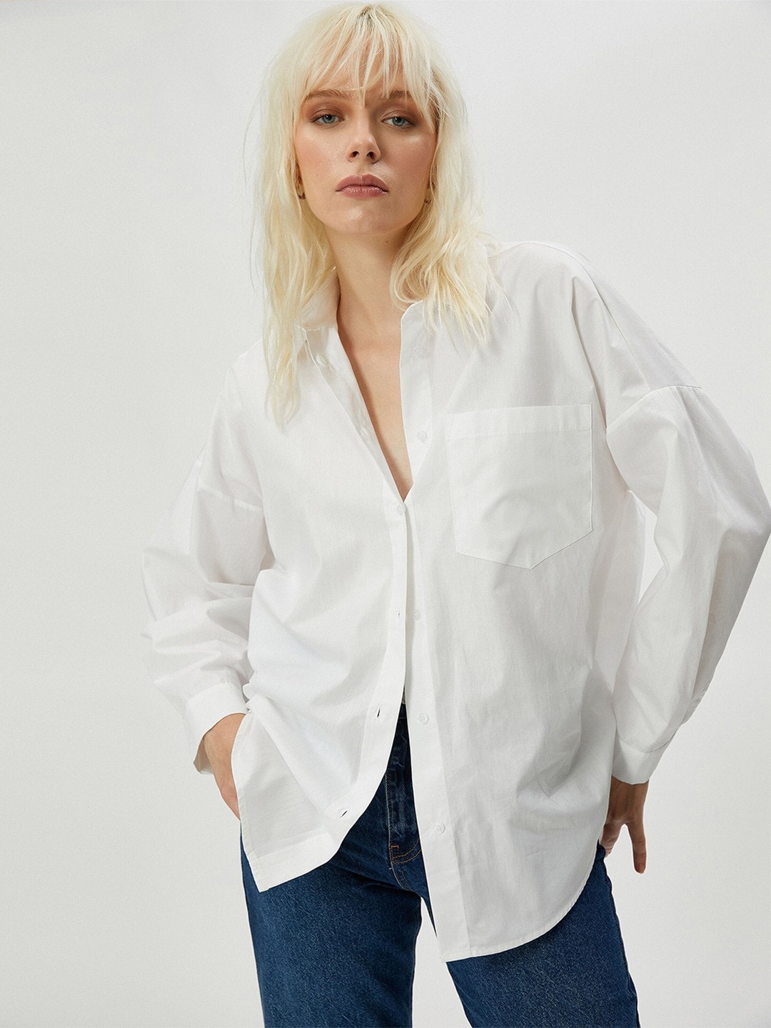 

Fab Star Women Regular Fit Classic Opaque Cotton Casual Shirt, White