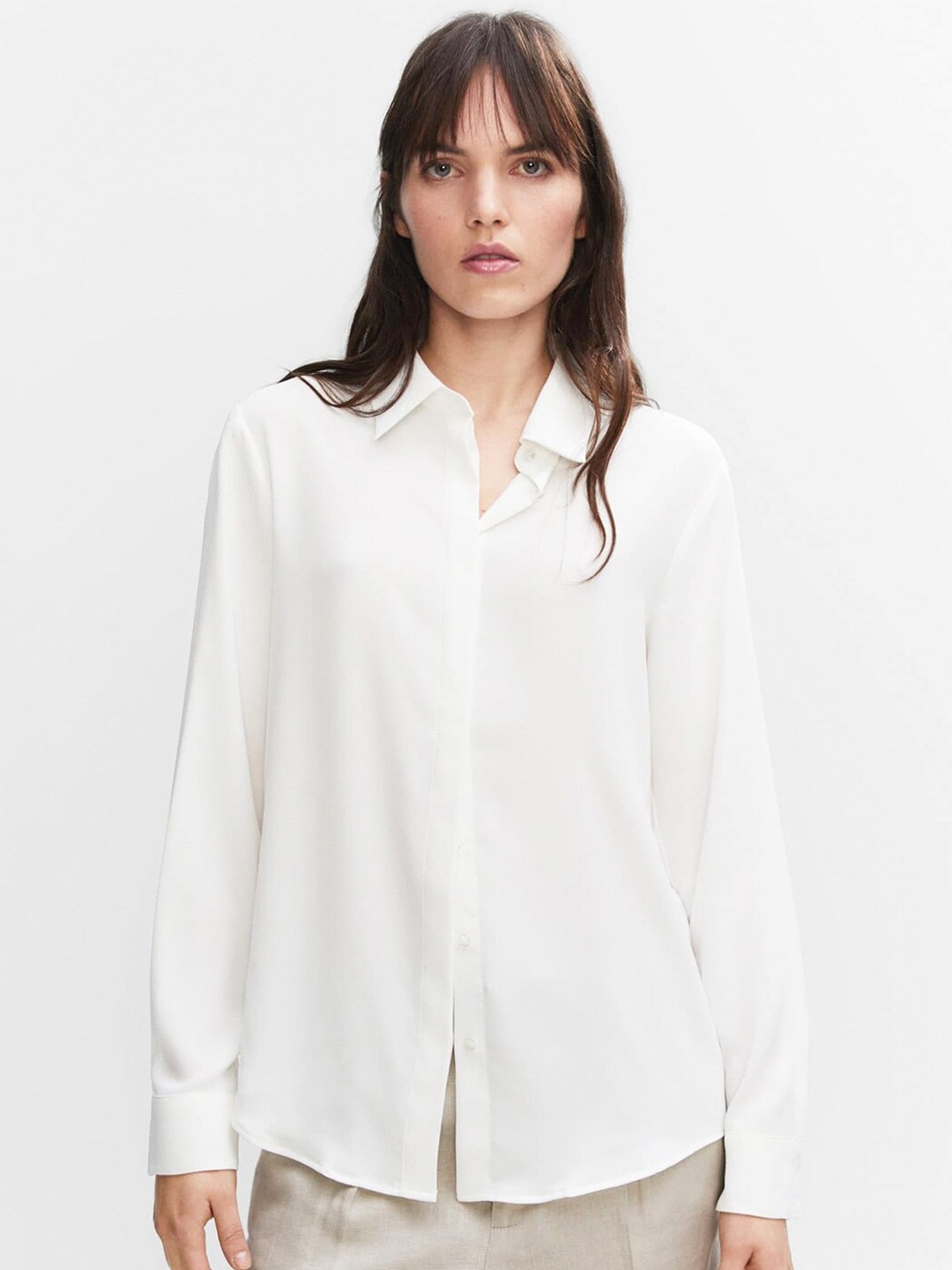 

Fab Star Women Classic Opaque Casual Shirt, White