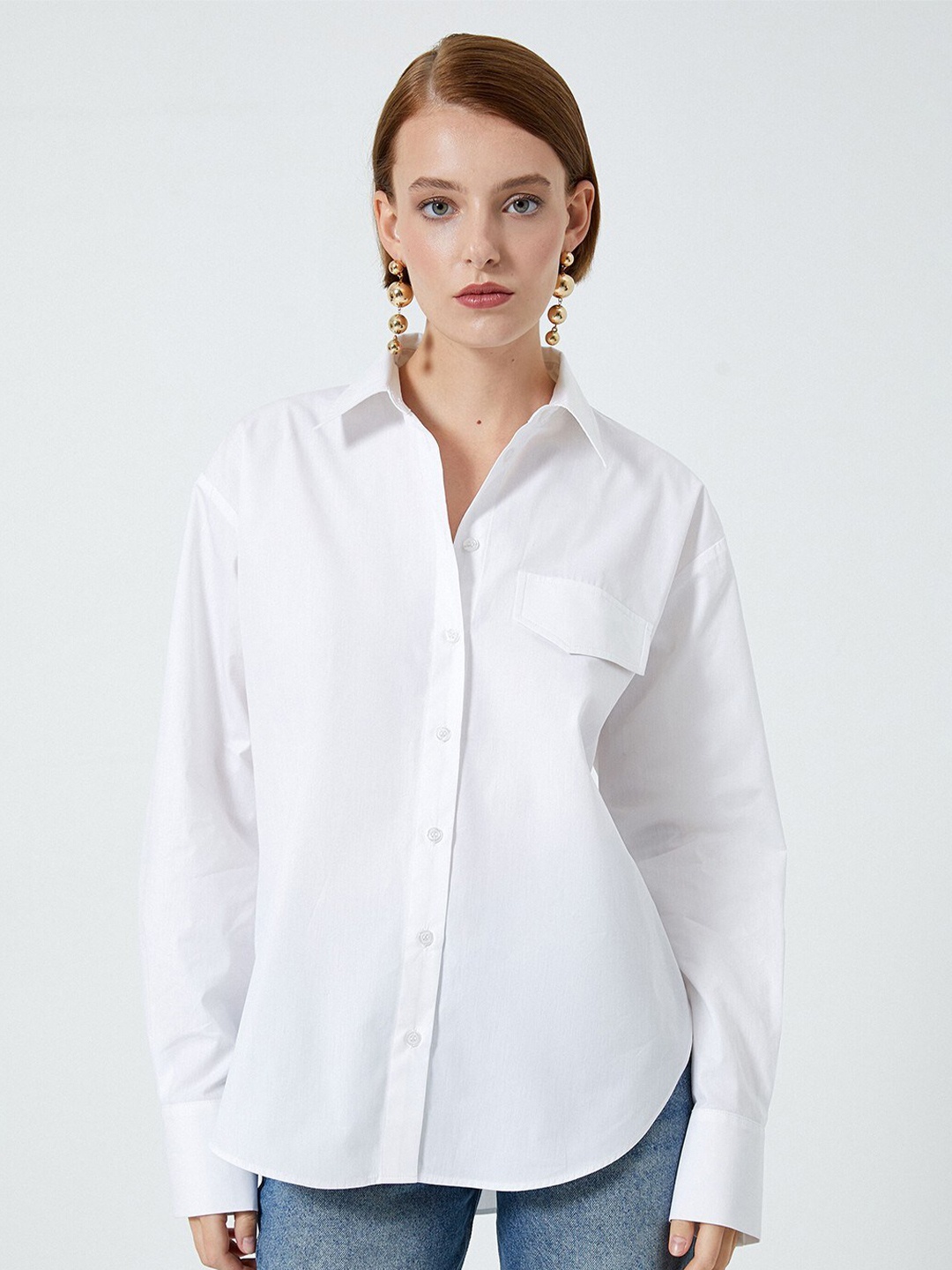 

Fab Star Women Classic Opaque Casual Shirt, White