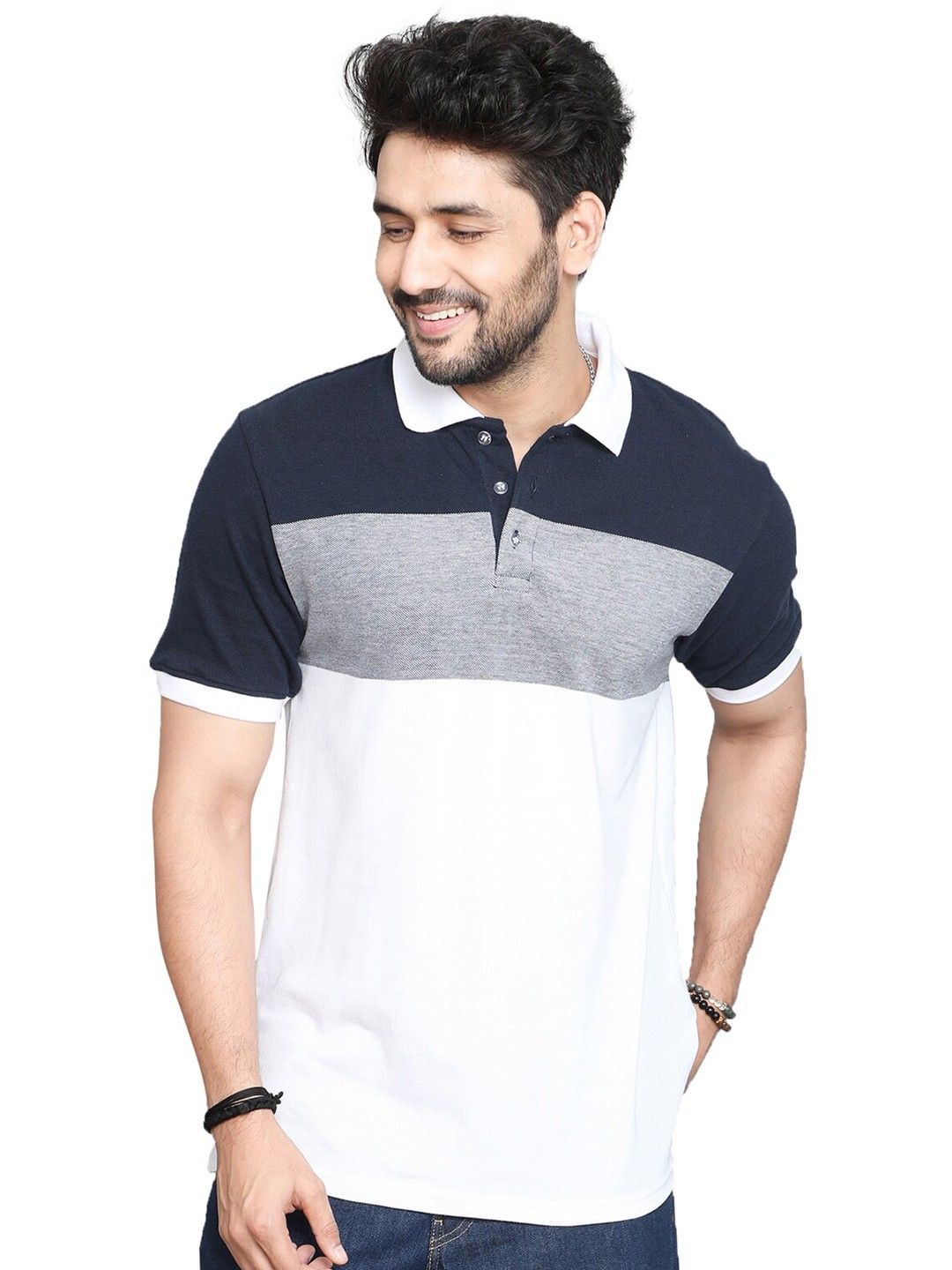 

BAESD Men Polo Collar cotton T-shirt, Blue