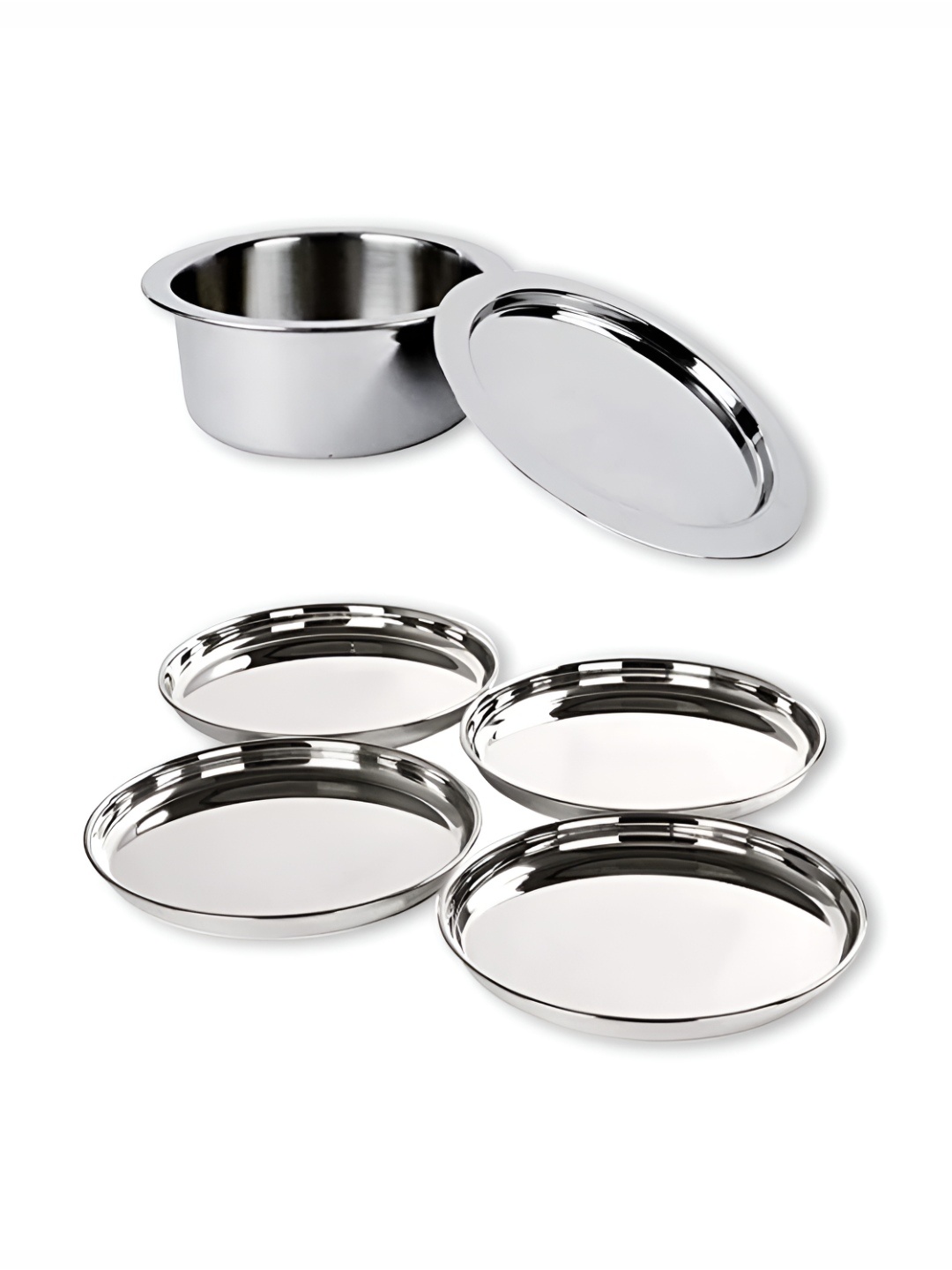 

Savya Home 4 Pieces Stainless Steel Cookware Set, Silver