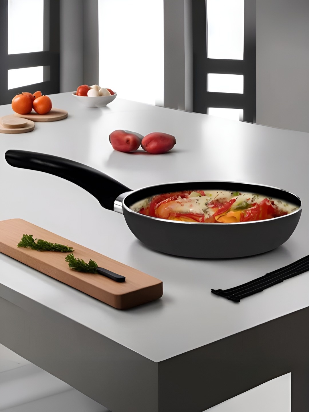 

Savya Home Aluminium Non Stick Fry Pan, Black