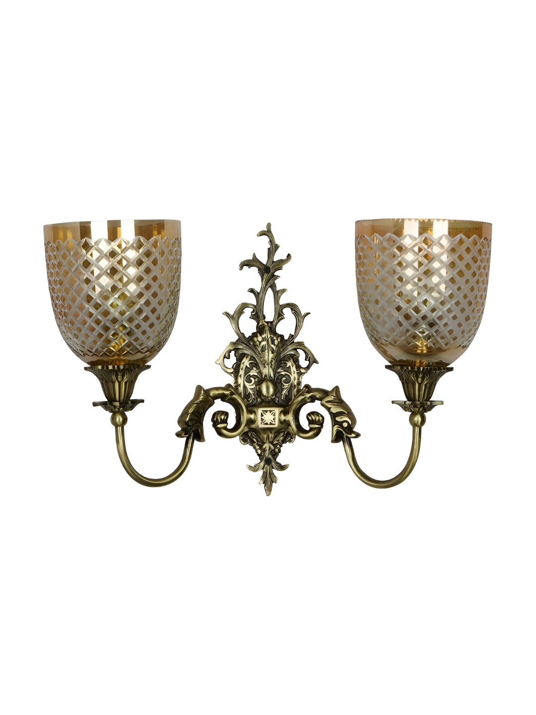 

Fos Lighting Gold-Toned Textured Glass Traditional Wall Lamp