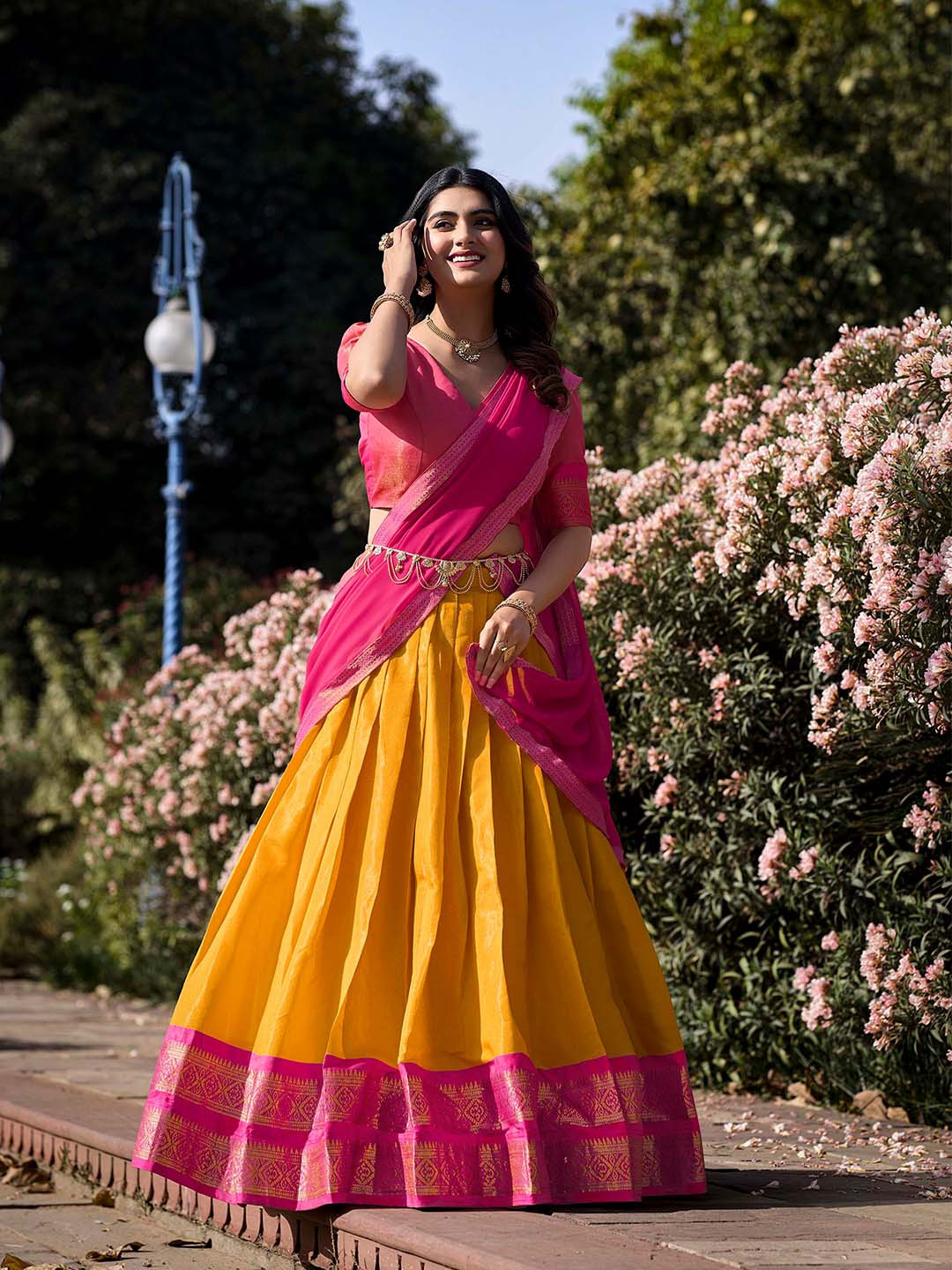 

LOOKNBOOK ART Semi-Stitched Lehenga & Unstitched Blouse With Dupatta, Mustard