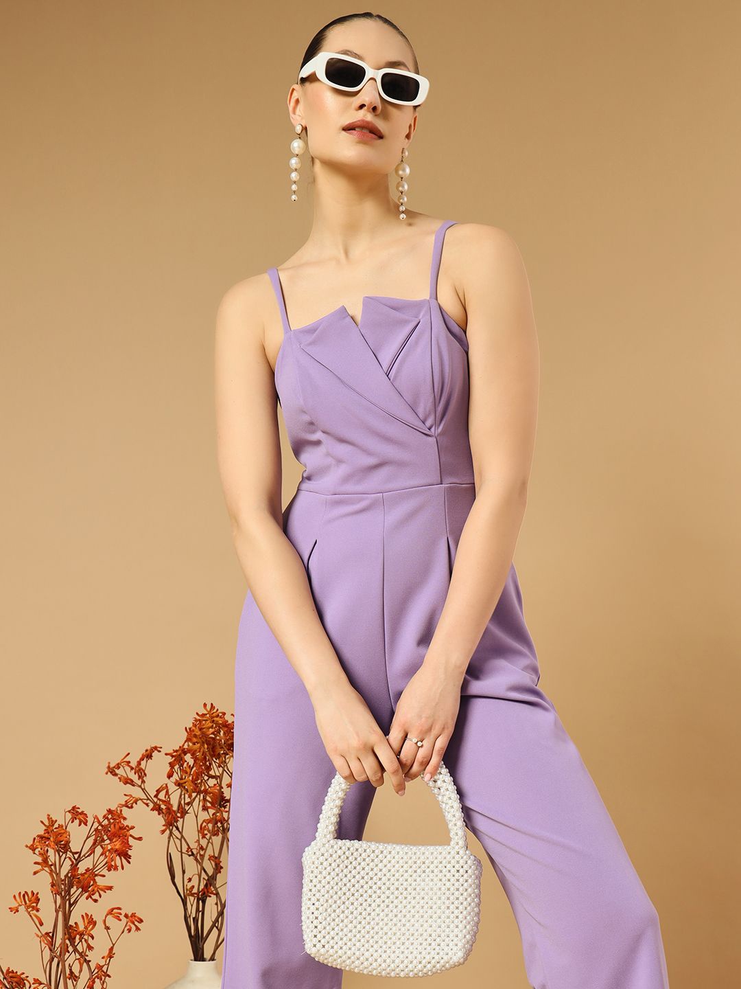 

WoowZerz Shoulder Straps Basic Jumpsuit, Lavender