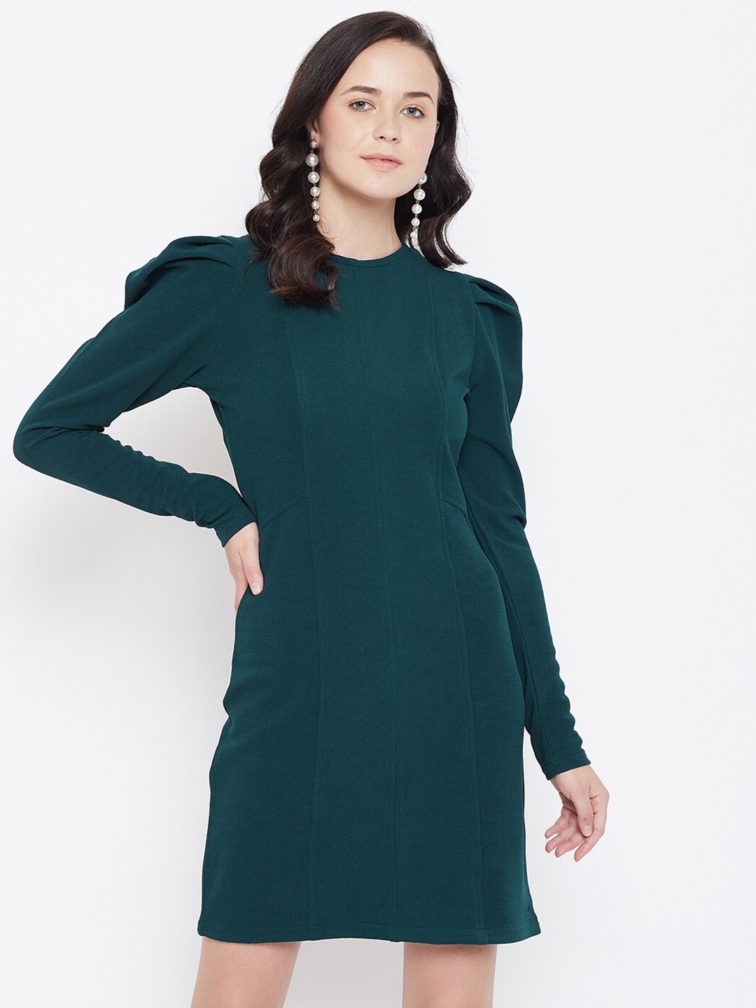 

Zastraa Solid Sheath Dress, Green