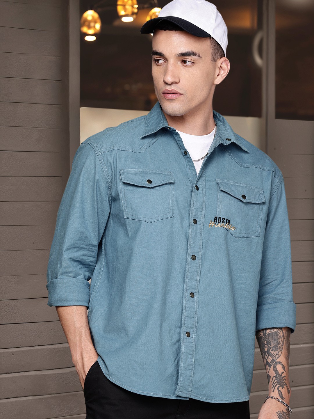 

The Roadster Life Co. Pure Cotton Opaque Relaxed Fit Casual Shirt, Blue