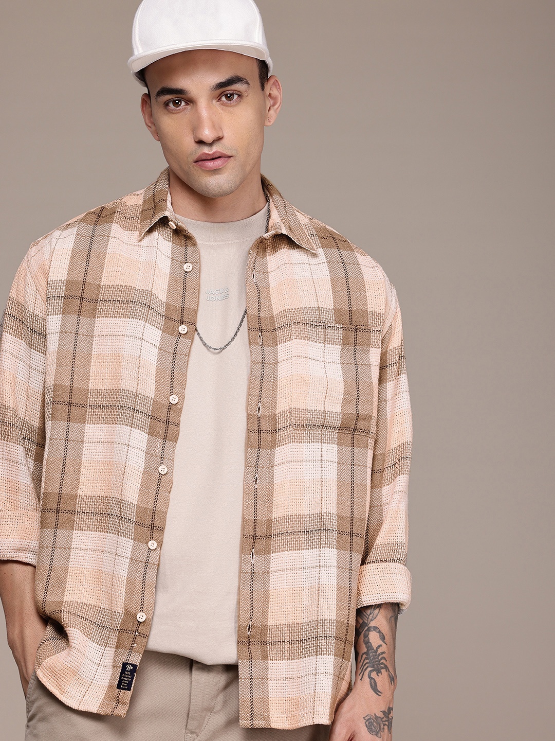 

The Roadster Life Co. Drop-Shoulder Relaxed Fit Knitted Casual Shirt, Multi