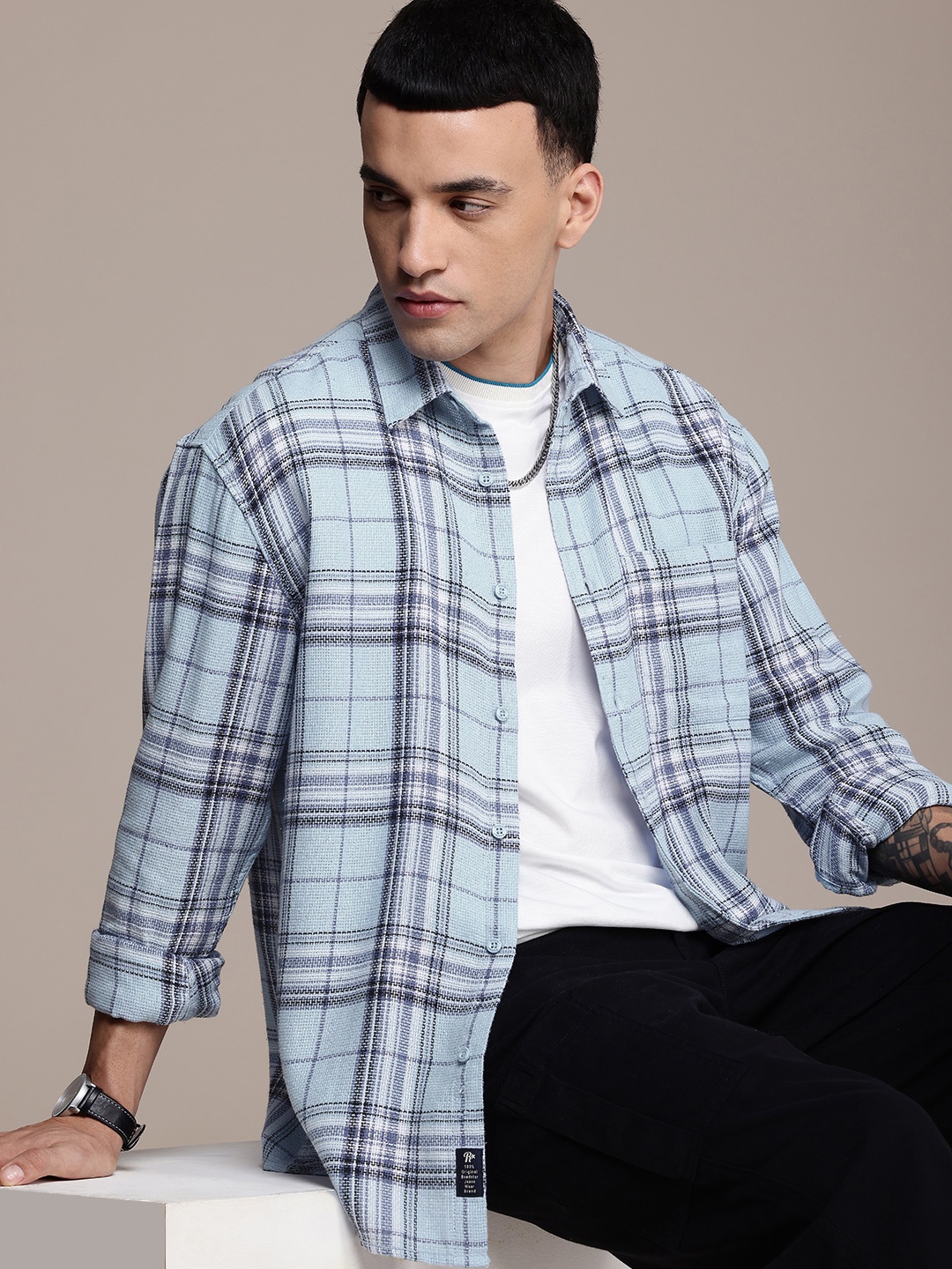 

The Roadster Life Co. Relaxed Fit Checked Casual Shirt, Blue