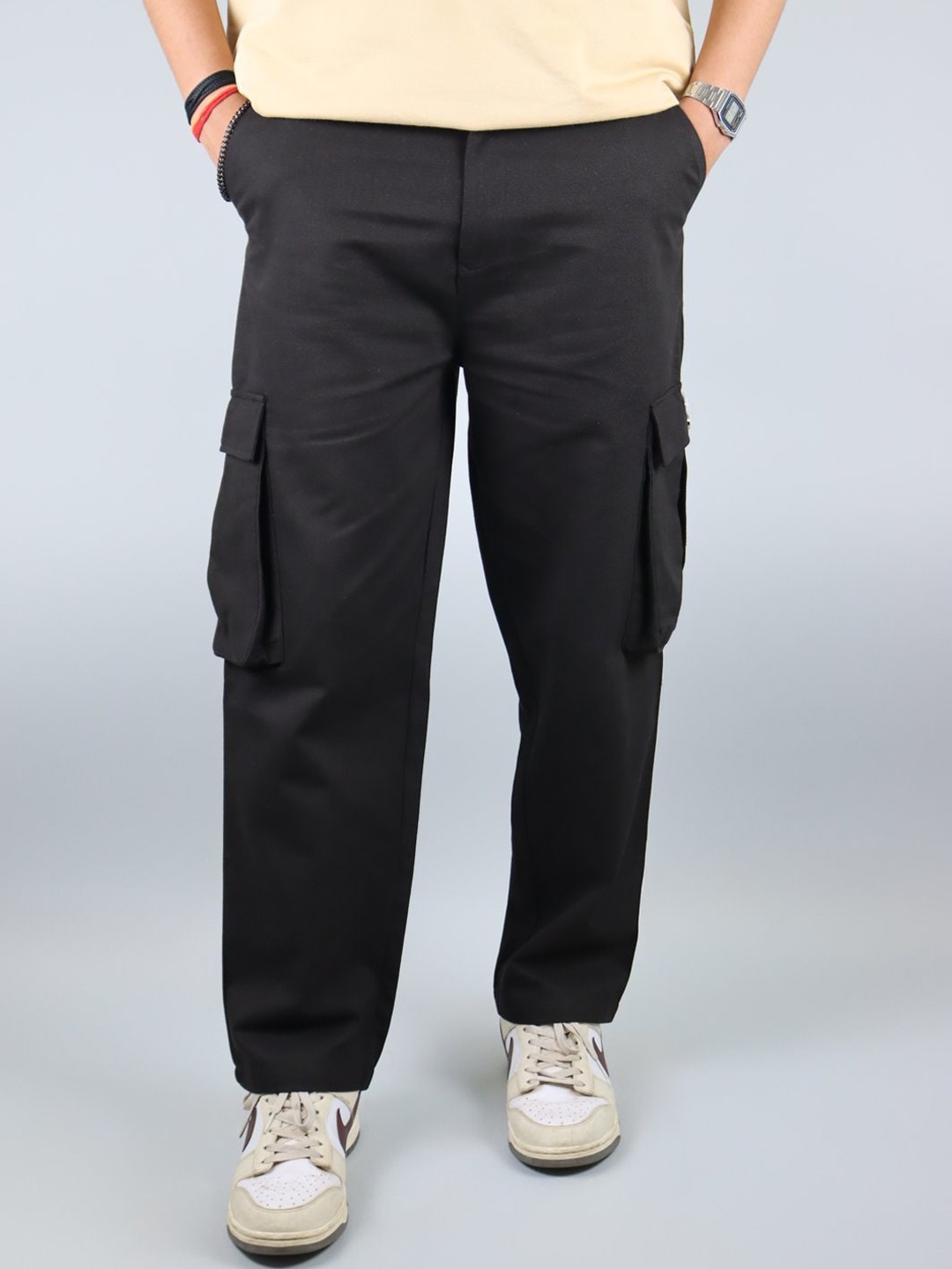 

EKSDEE Unisex Relaxed Loose Fit Cargos Trousers, Black