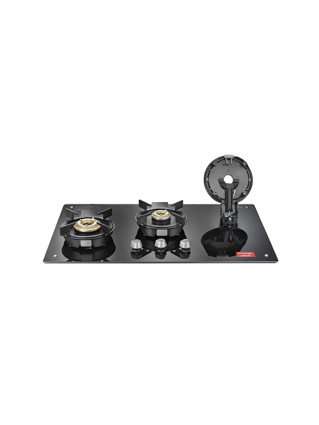

Prestige Svachh Hob PSVH 03 AI Black Toughened Glass Hob Top 3 Burner Gas Stove