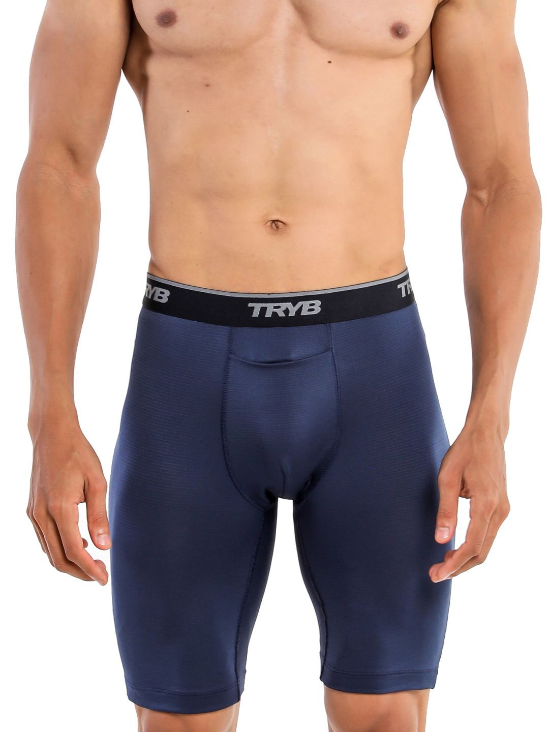 

TRYB Men Dri-FIT Skinny Fit Mid-Rise Shorts, Navy blue