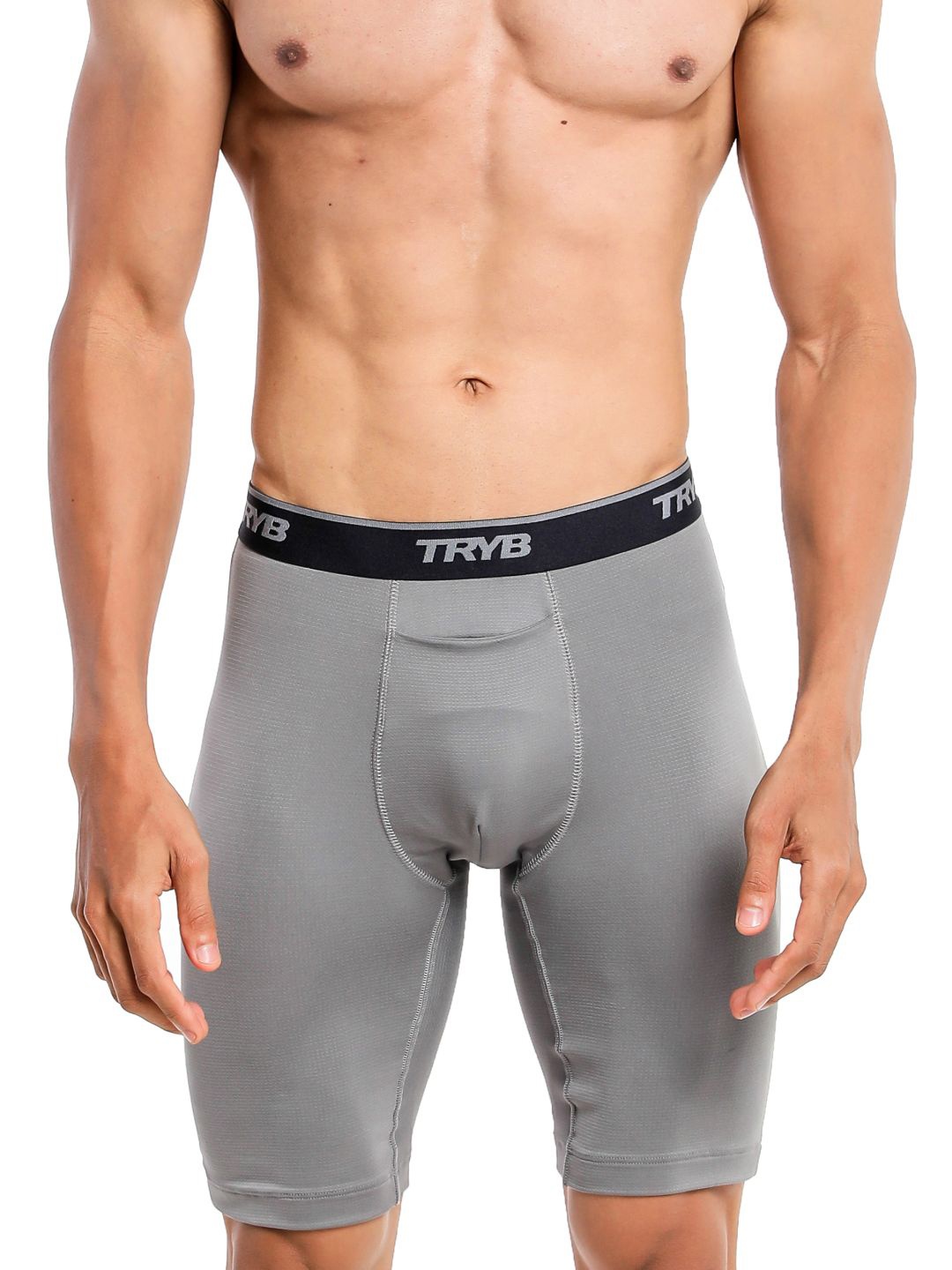 

TRYB Men Dri-FIT Skinny Fit Mid-Rise Shorts, Grey