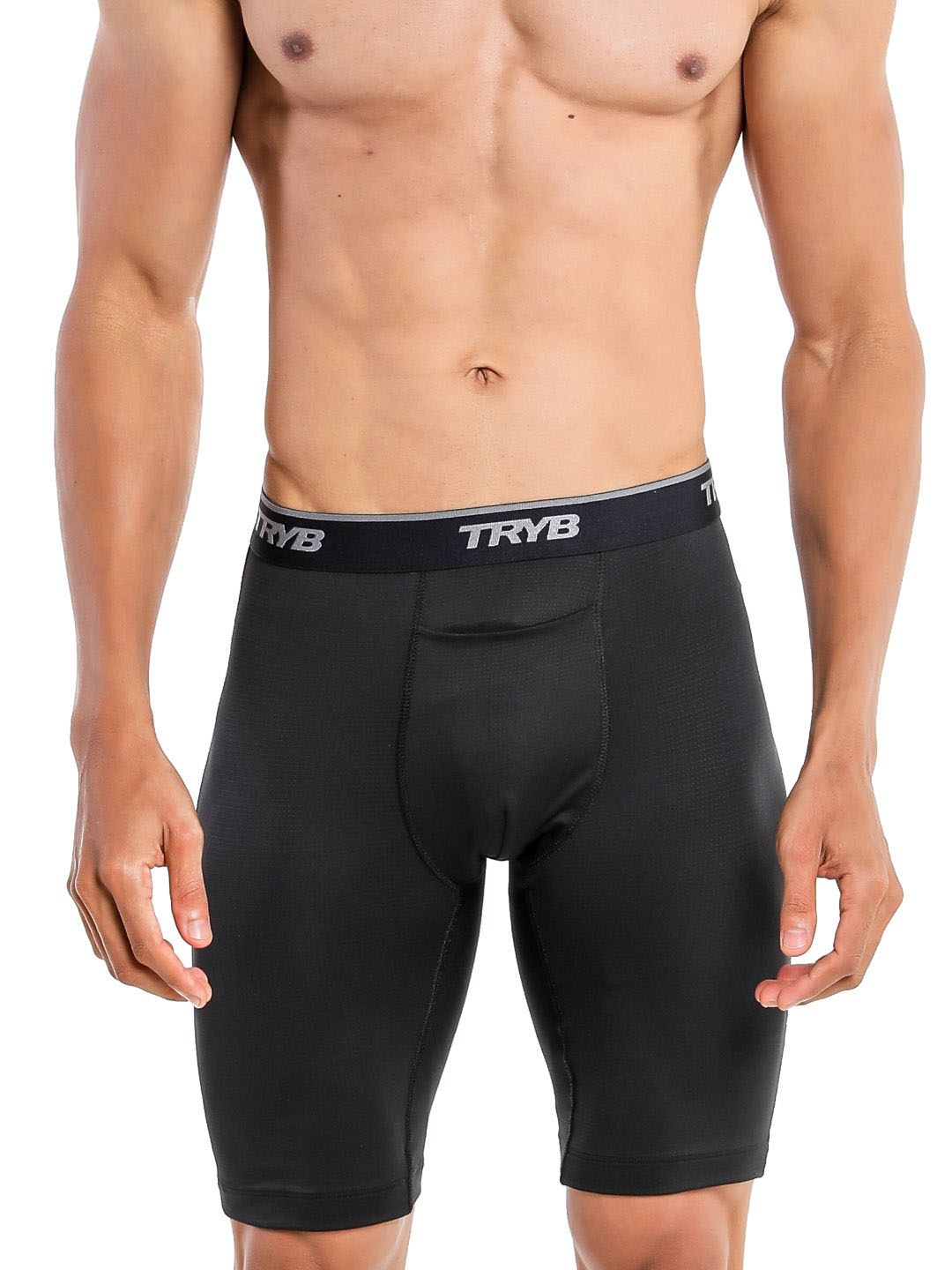 

TRYB Men Dri-FIT Skinny Fit Mid-Rise Shorts, Black