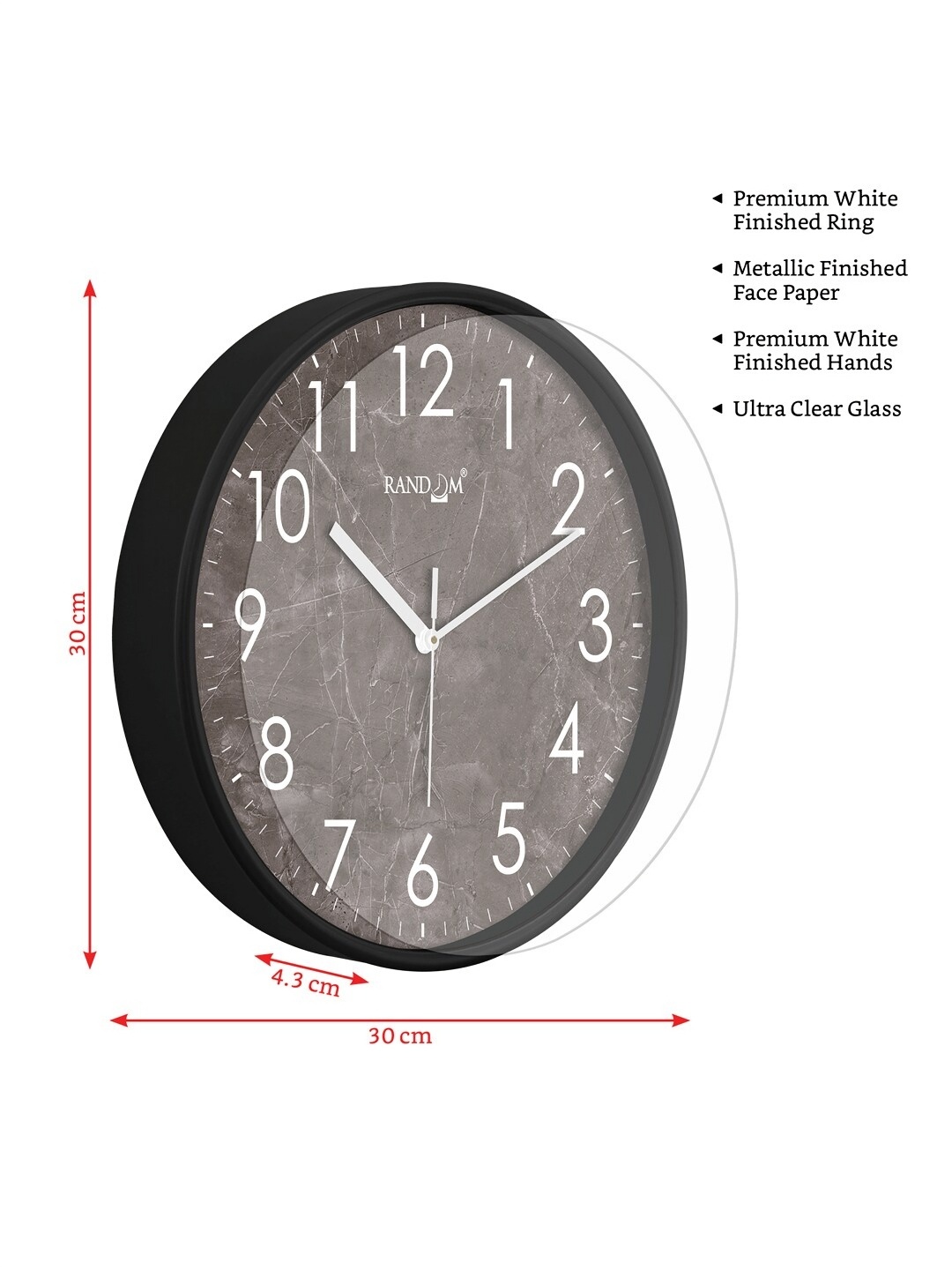 

RANDOM Printed Round Shaped Sweep Silent Movement Contemporary Wall Clock, Brown