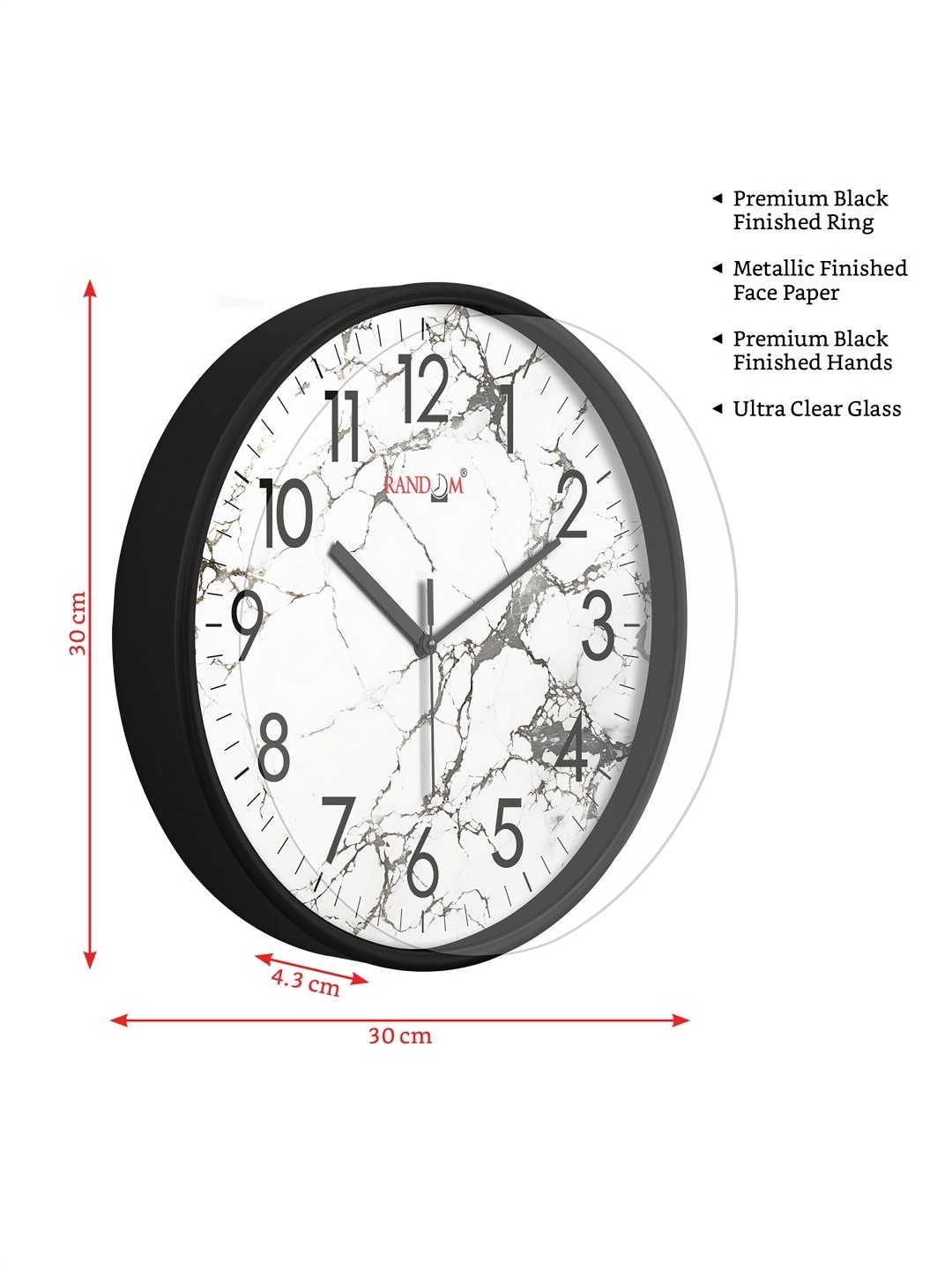 

RANDOM Printed Round Shaped Sweep Silent Movement Contemporary Wall Clock, White