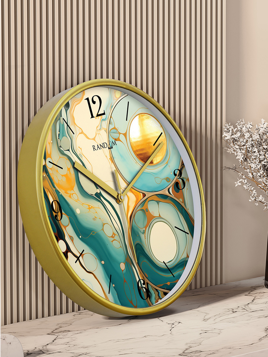 

RANDOM Printed Round Shaped Sweep Silent Movement Contemporary Wall Clock, Green