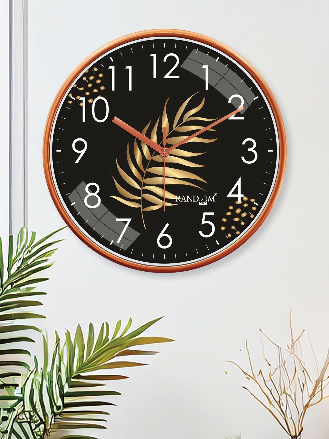 

RANDOM Printed Round Shaped Sweep Silent Movement Contemporary Wall Clock, Black