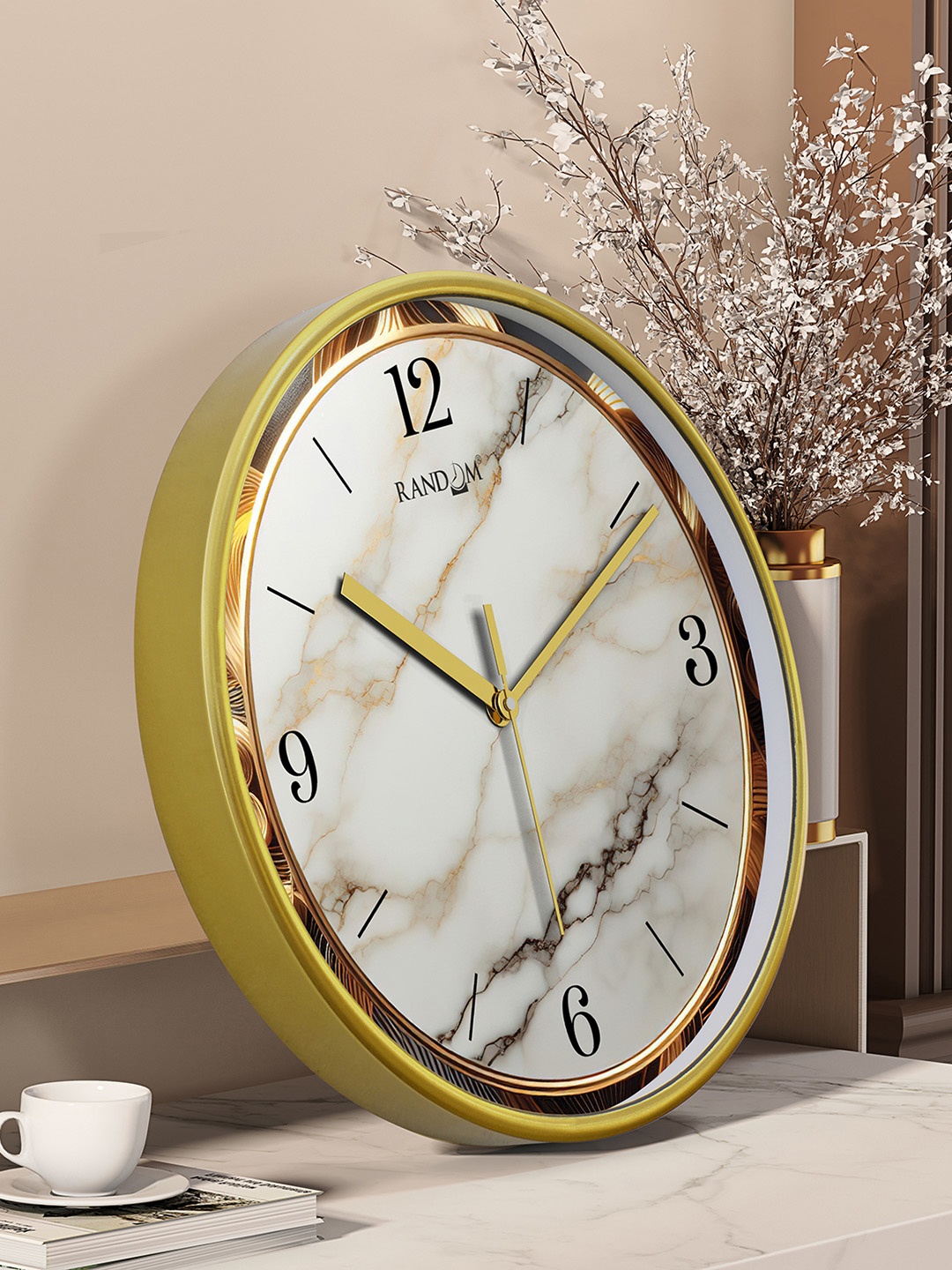 

RANDOM Printed Round Shaped Sweep Silent Movement Contemporary Wall Clock, White