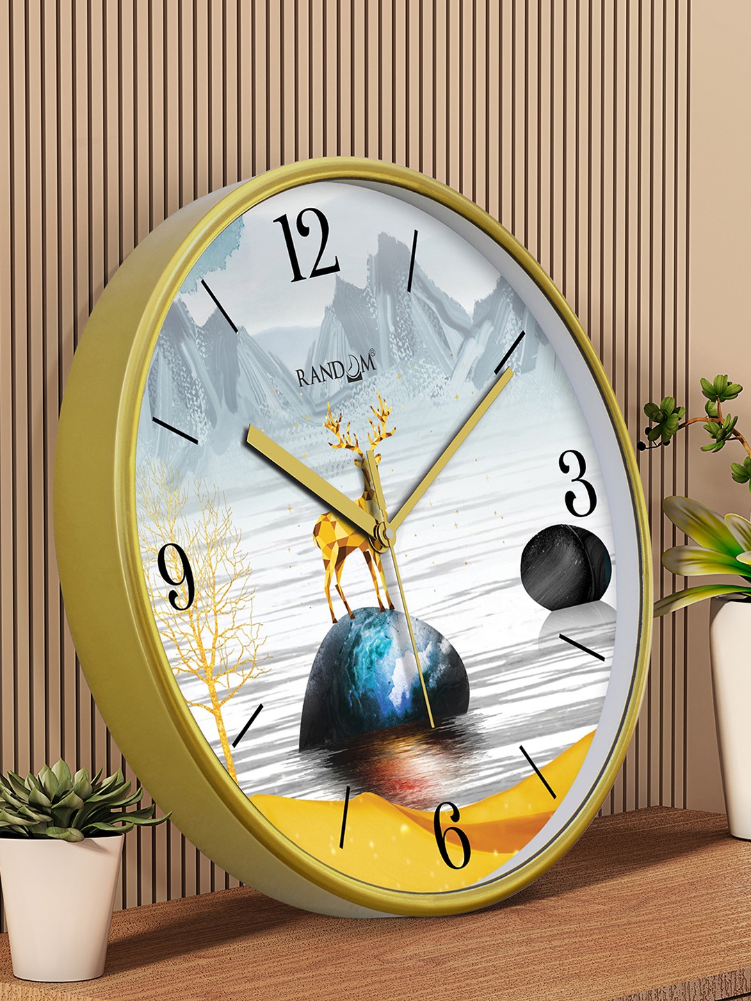 

RANDOM Printed Round Shaped Sweep Silent Movement Contemporary Wall Clock, White