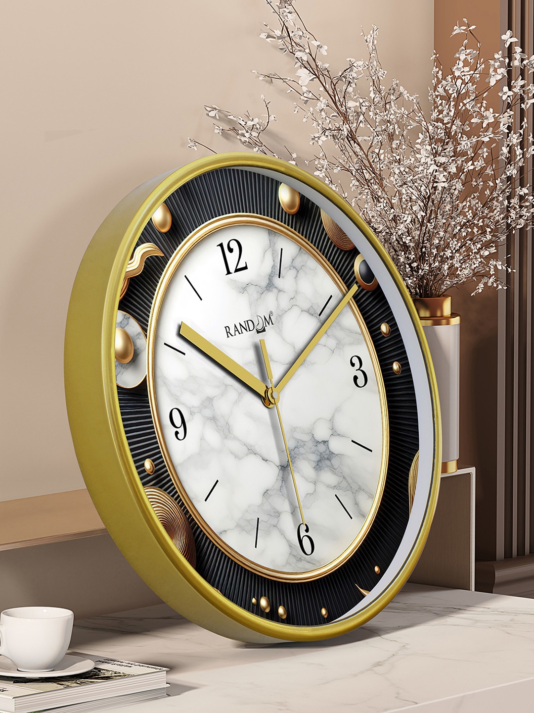 

RANDOM Printed Round Shaped Sweep Silent Movement Contemporary Wall Clock, White