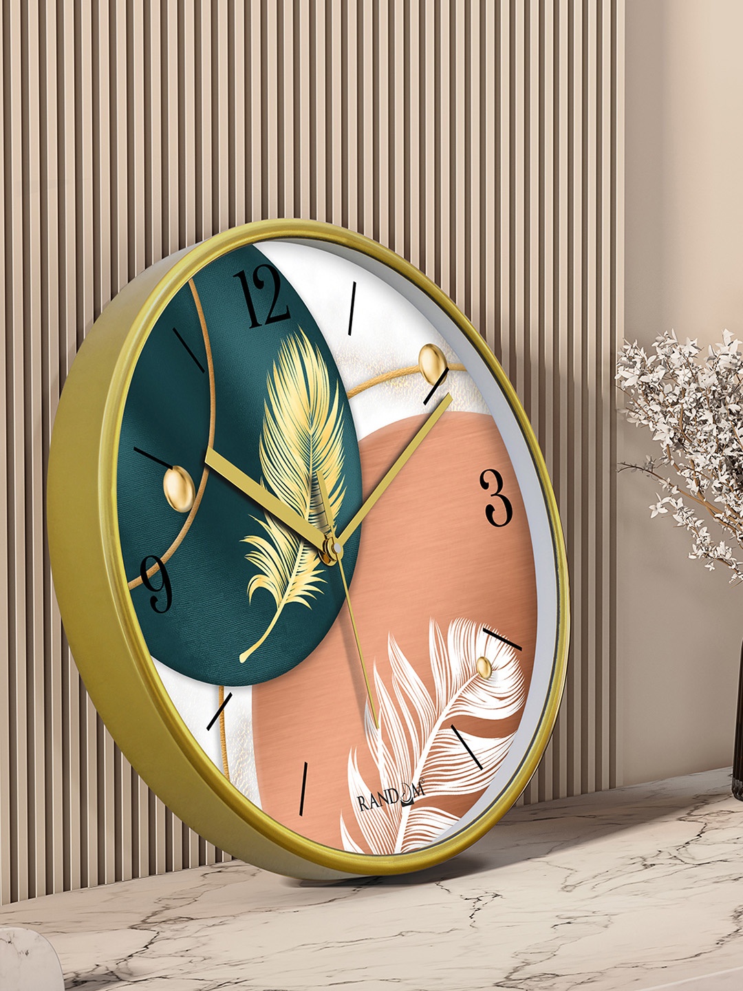 

RANDOM Printed Round Shaped Sweep Silent Movement Contemporary Wall Clock, Green