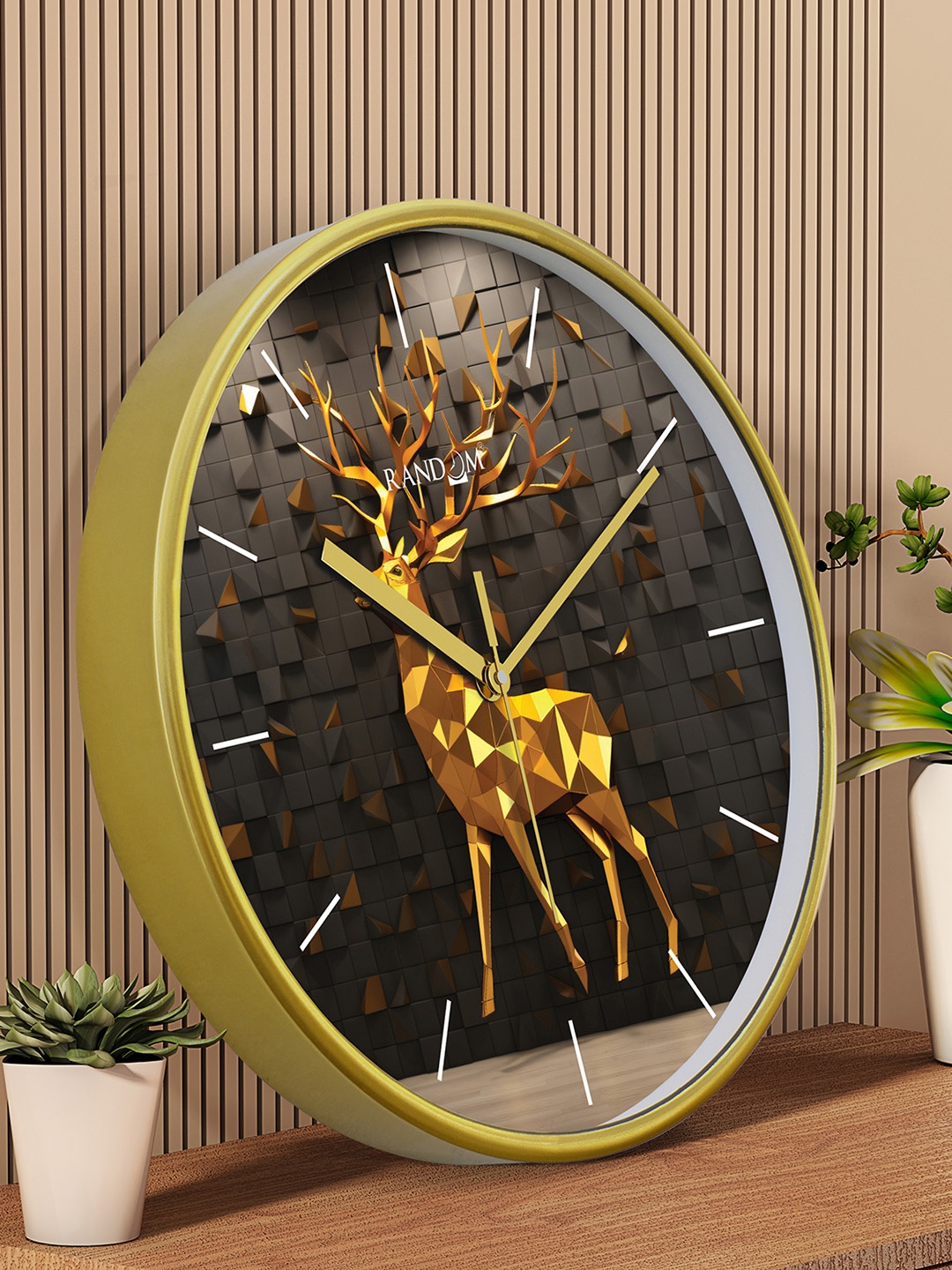 

RANDOM Printed Round Shaped Sweep Silent Movement Contemporary Wall Clock, Black