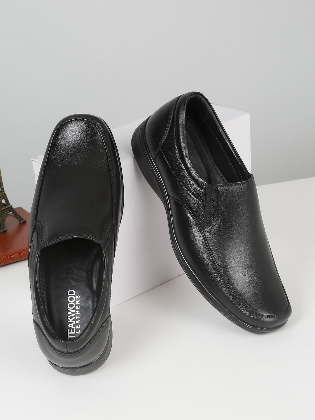 

Teakwood Leathers Men Leather Formal Slip-On Shoes, Black