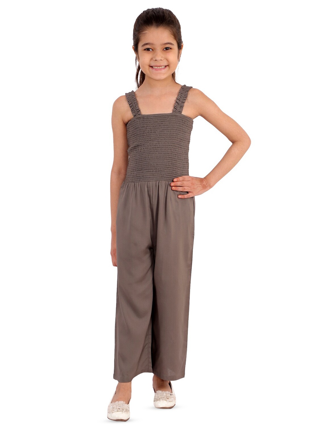 

Kids Cave Girls Sleeveless Basic Jumpsuit, Grey