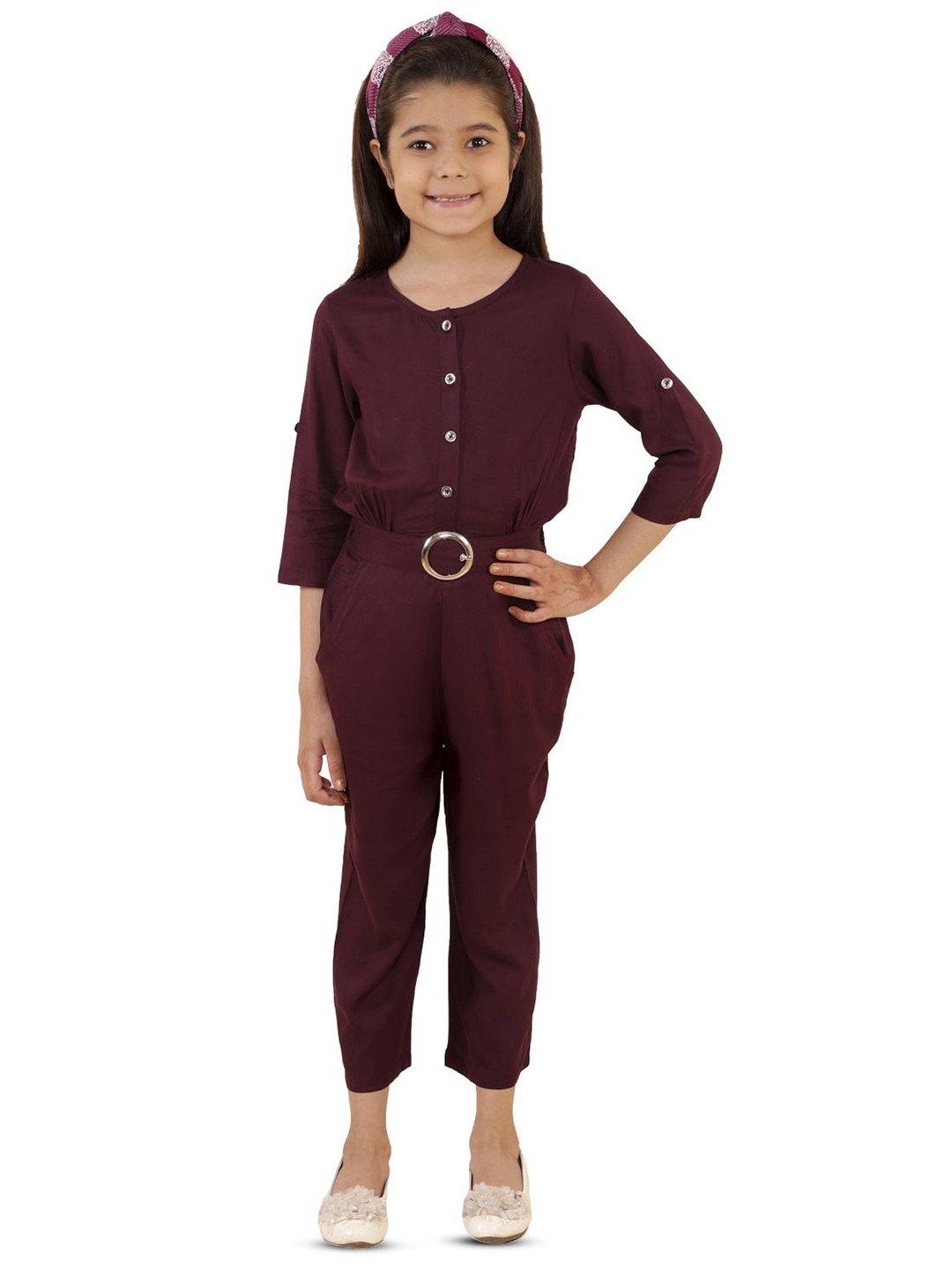 

Kids Cave Girls Basic Jumpsuit, Burgundy