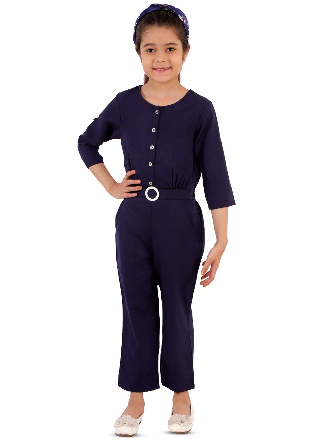 

Kids Cave Girls Basic Jumpsuit, Navy blue