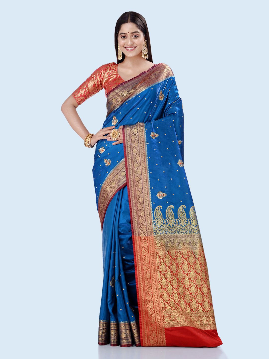 

BANARASI PATOLA Woven Design Zari Patola Saree With Blouse Piece, Blue