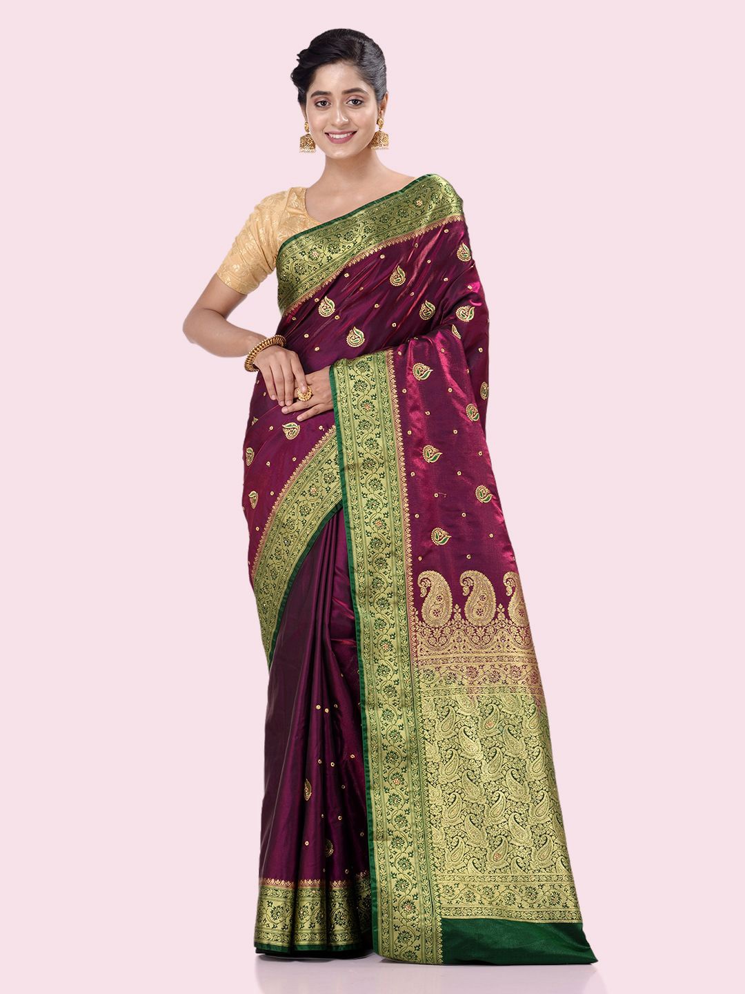 

BANARASI PATOLA Woven Design Zari Silk Blend Patola Saree, Purple