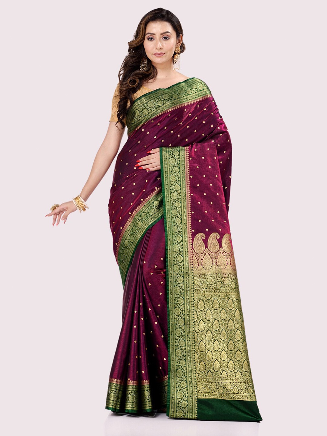 

BANARASI PATOLA Woven Design Zari Silk Blend Patola Saree, Burgundy
