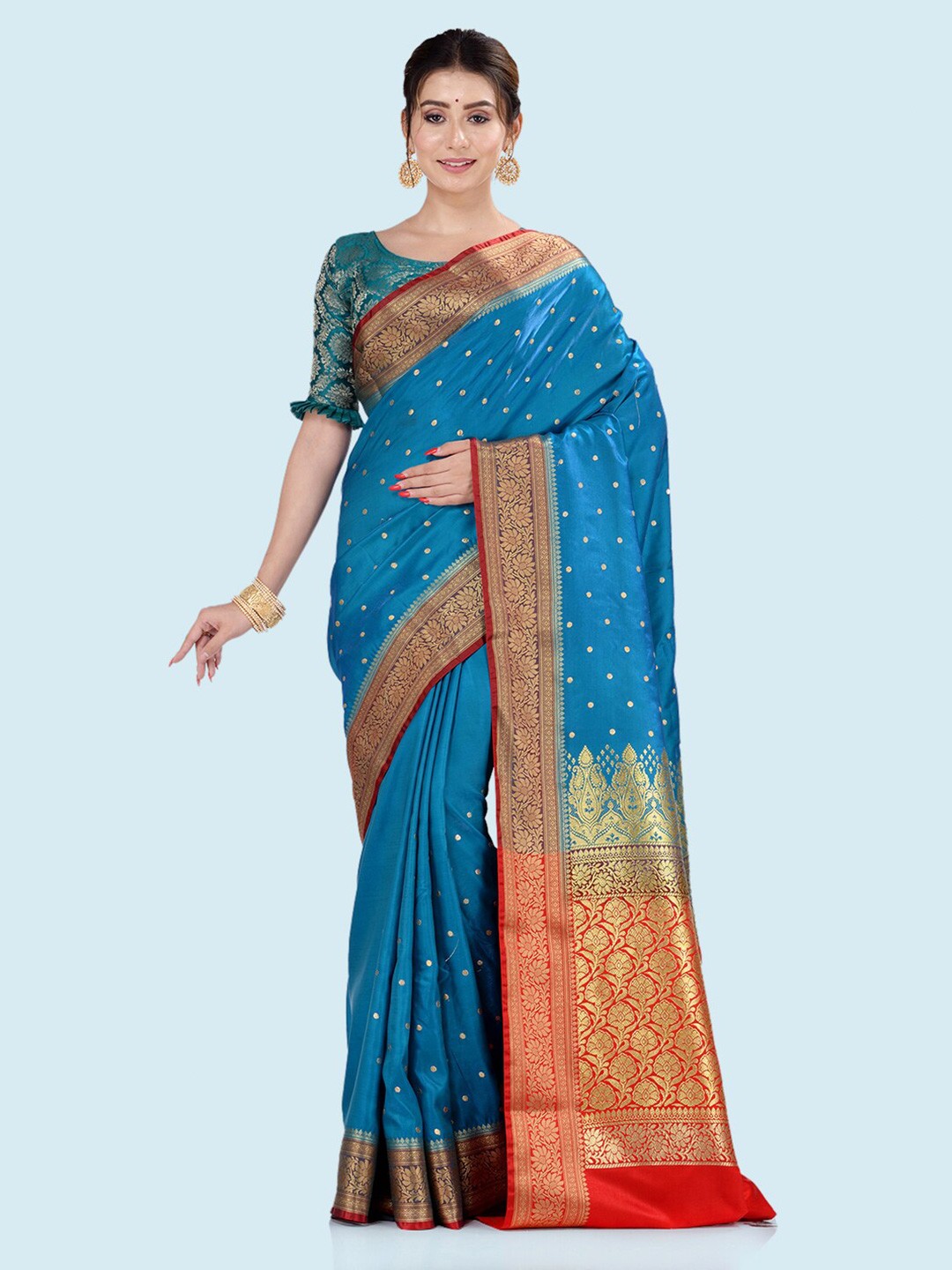 

BANARASI PATOLA Woven Design Zari Patola Saree, Blue