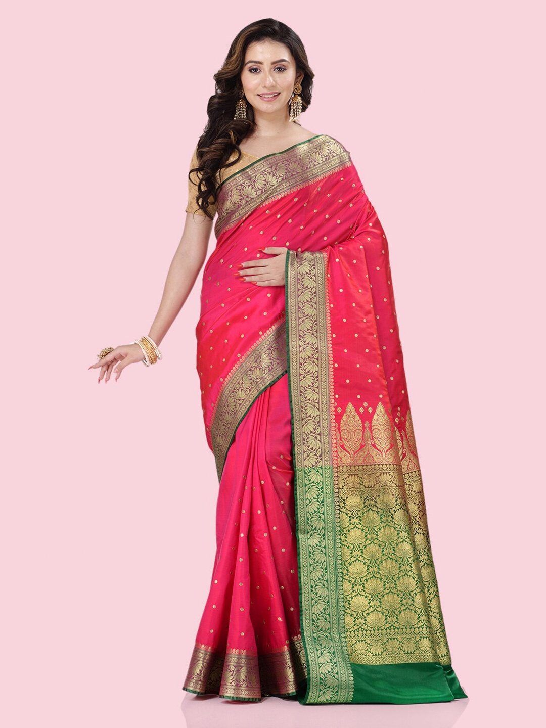 

BANARASI PATOLA Ethnic Motifs Woven Design Banarasi Saree, Pink