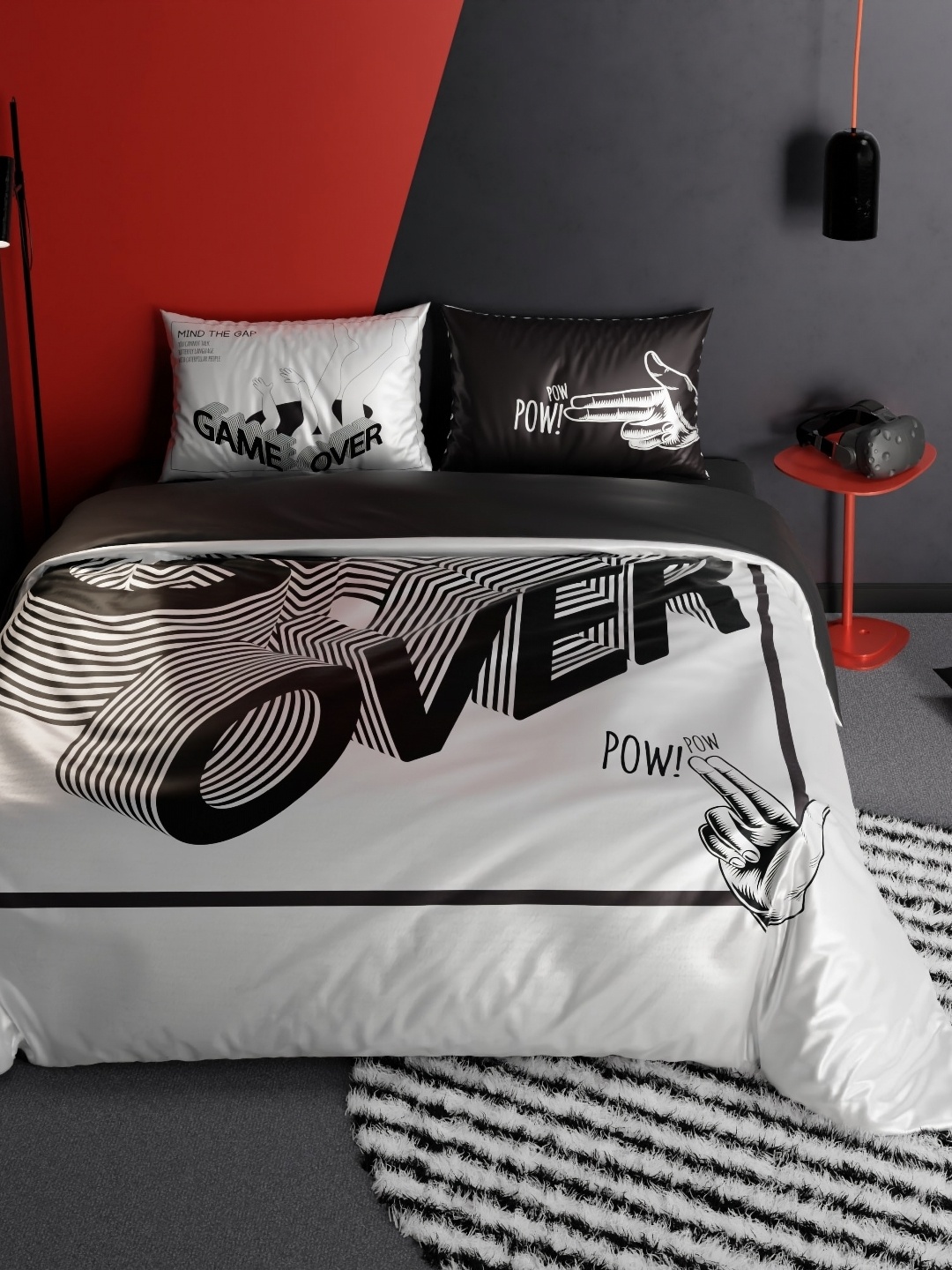 

QuirkLoom Endgame Printed Sateen Double Bedding Set, Black