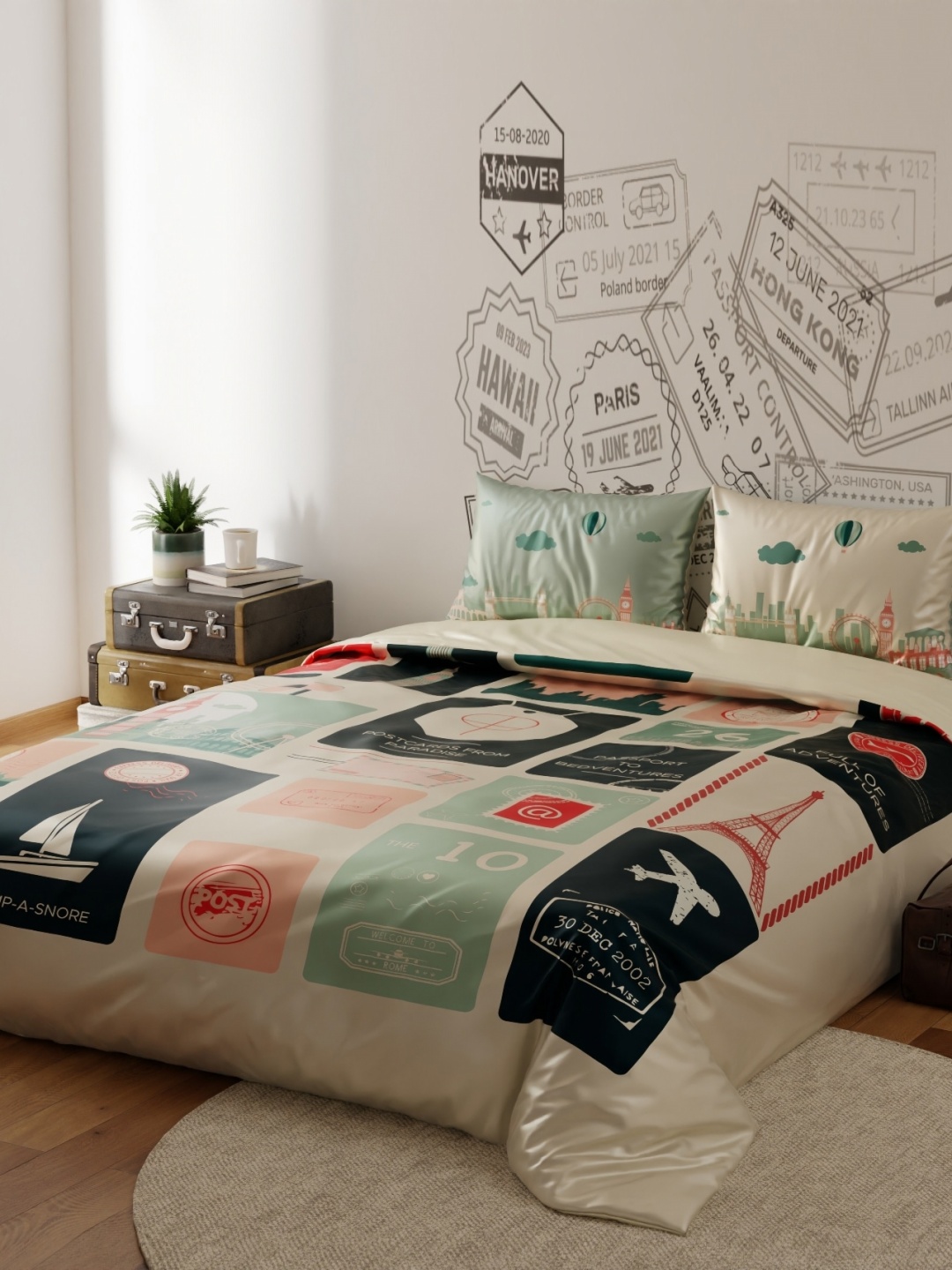 

QuirkLoom Bedventures Printed Sateen Double Bedding Set, Black