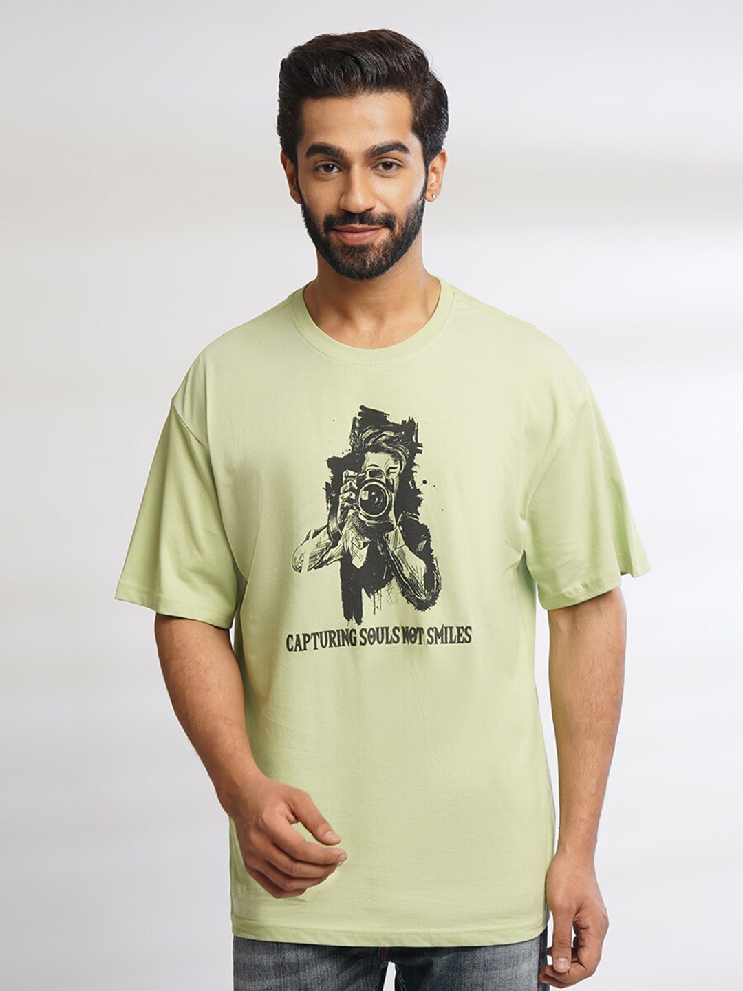 

ONE SKY Men Typography Printed T-shirt, Green