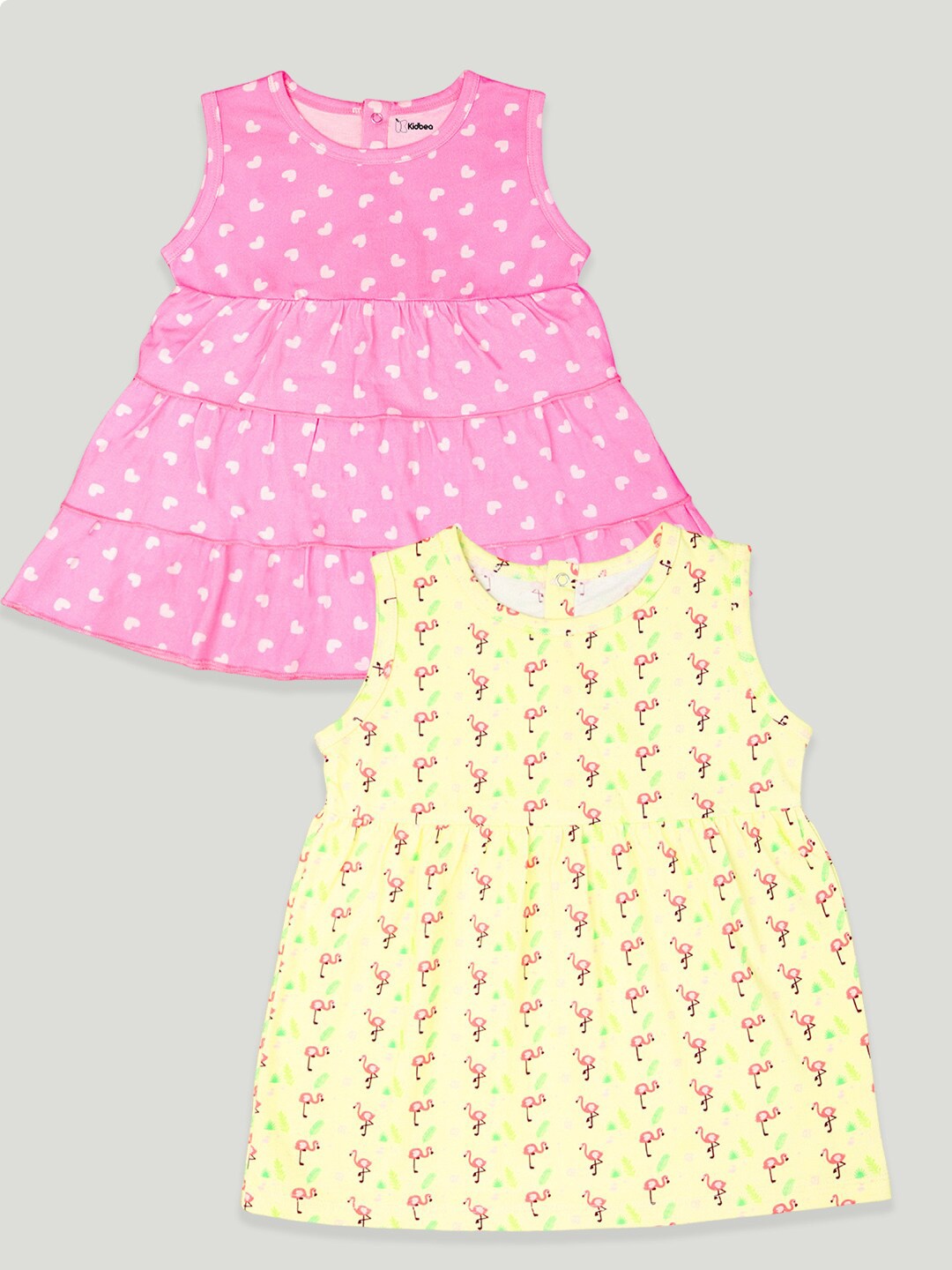 

Kidbea Infant Girls Pack of 2 Printed Cotton A-Line Dress, Pink