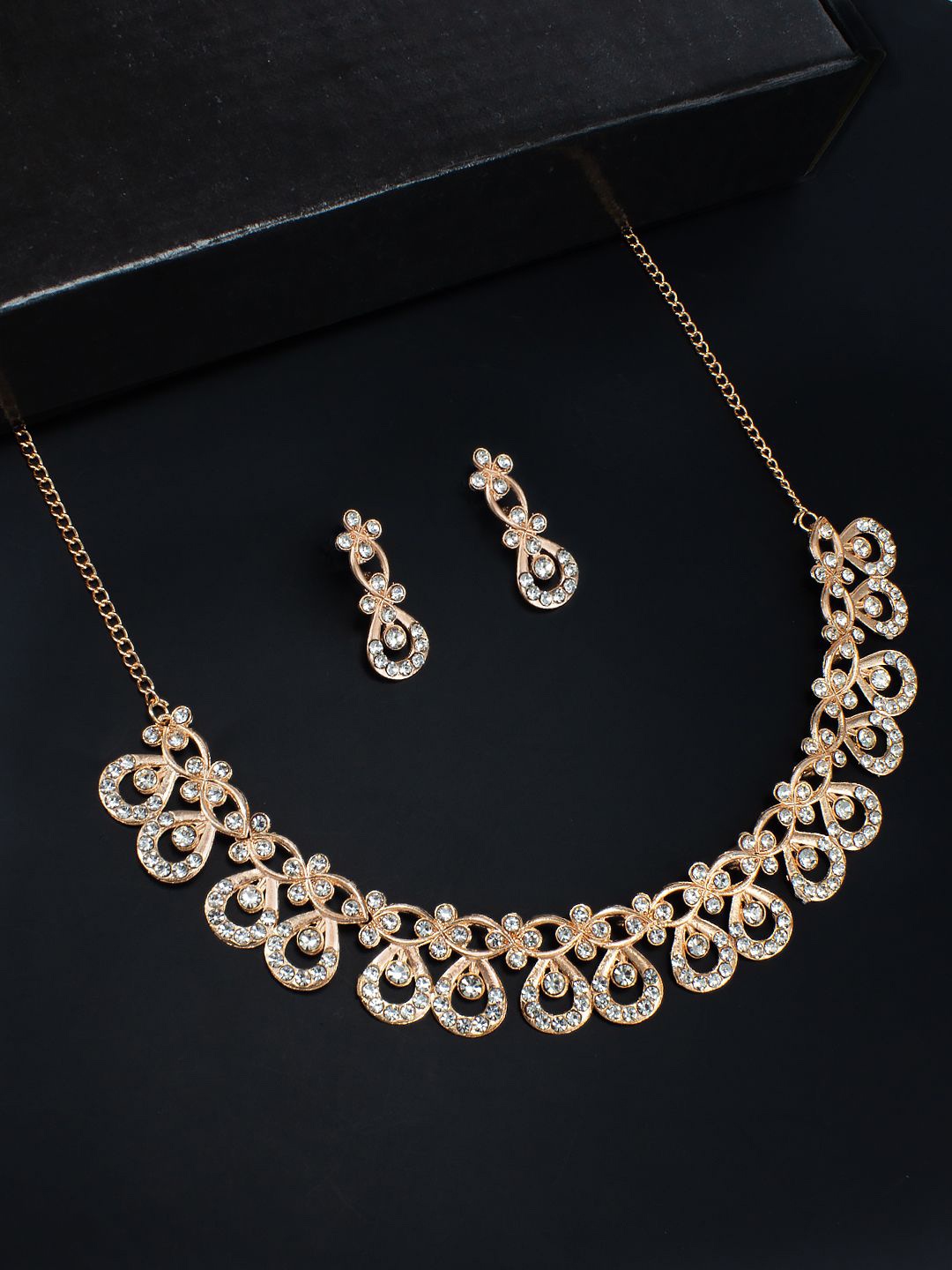 

PRIVIU Rose Gold-Plated & CZ-Studded Jewellery Set