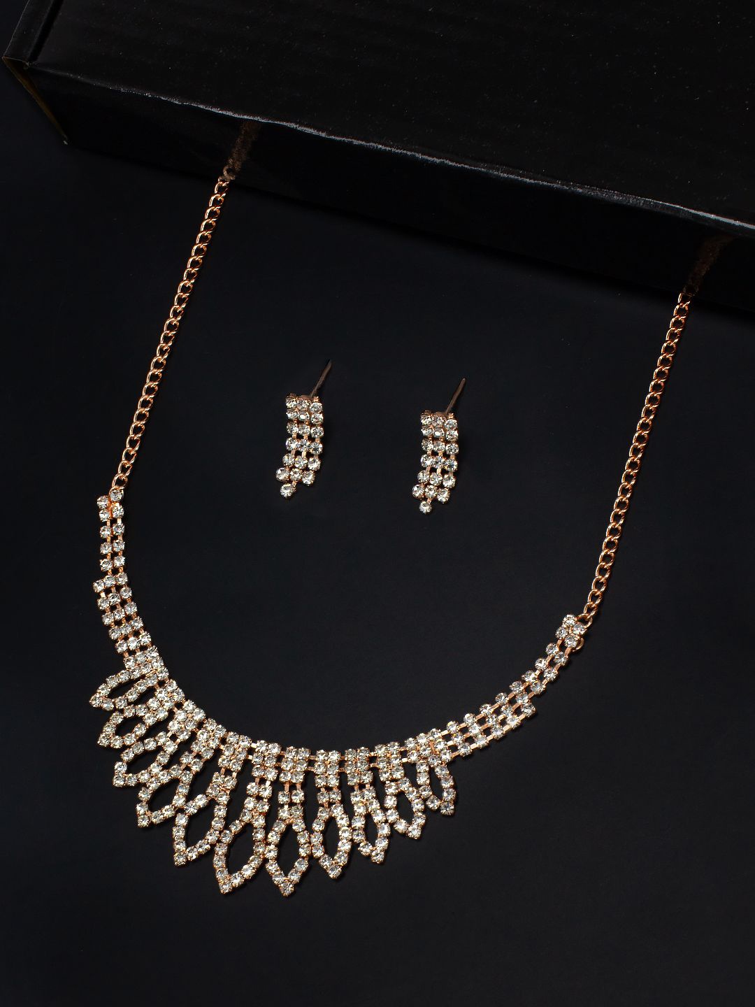 

PRIVIU Rose Gold-Plated CZ-Studded Jewellery Set