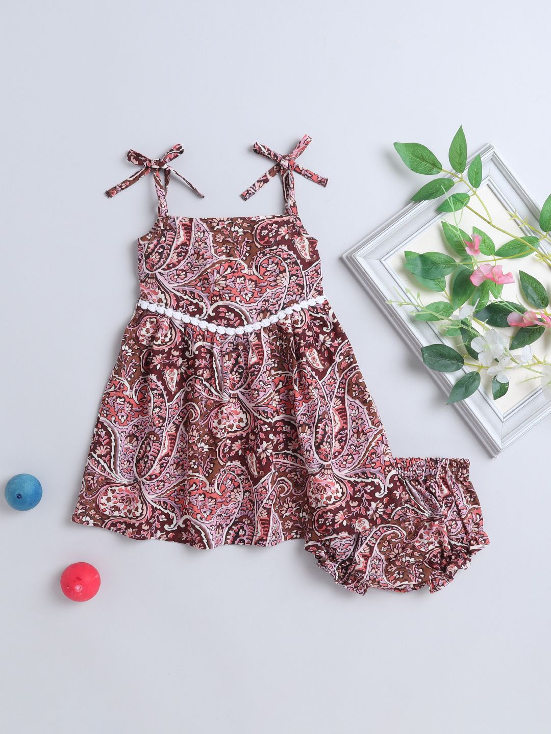 

BAESD Girls Floral Print Fit & Flare Dress, Brown
